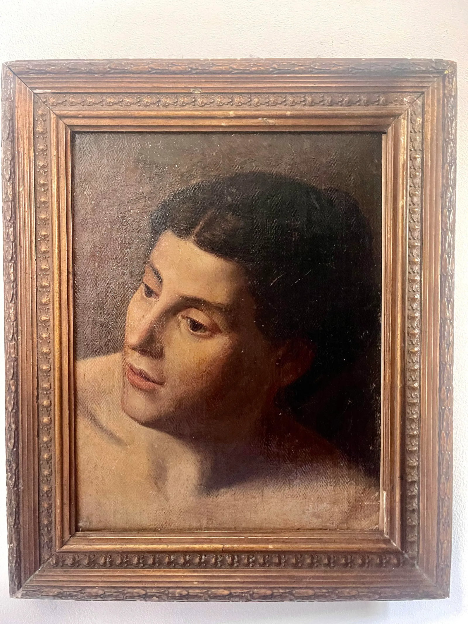 Portrait Woman Oil Painting France 1880, Framed - 2