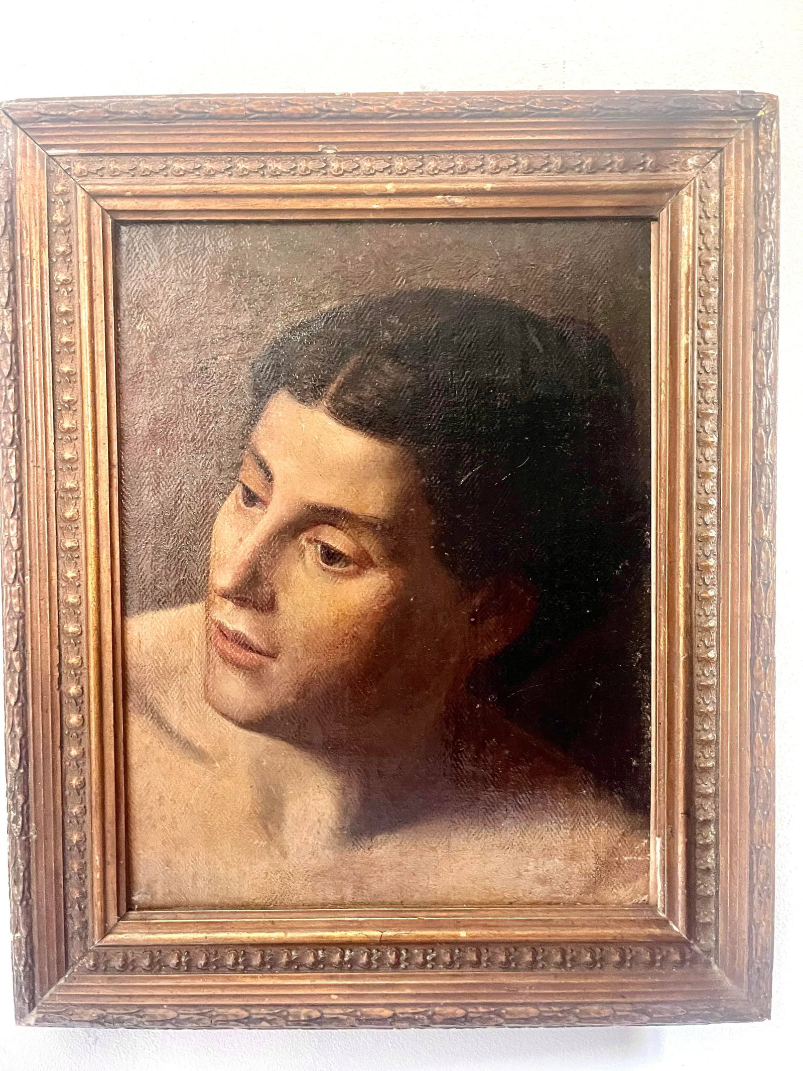 Portrait Woman Oil Painting France 1880, Framed - 5