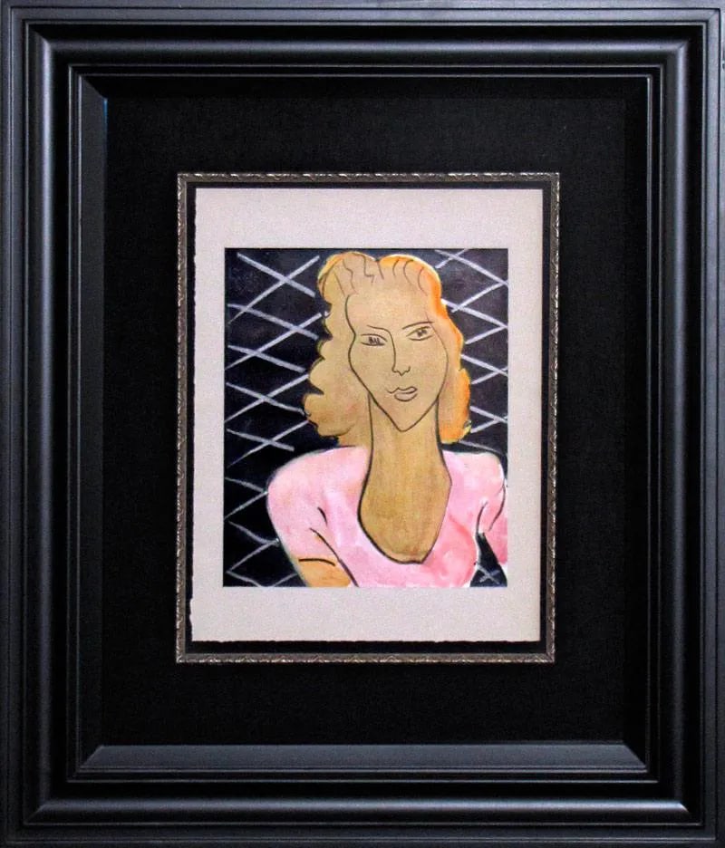Henri Matisse "La Dame Au Corsage Rose" Limited Edition Lithograph, Paris 1943, Custom Framed: Original limited edition lithograph titled La Dame Au Corsage Rose, by Henri Matisse and printed in November 1943 by the renowned Paris printers L'Imprimerie Lang, Blanchong & Cie. Produced on fine ha