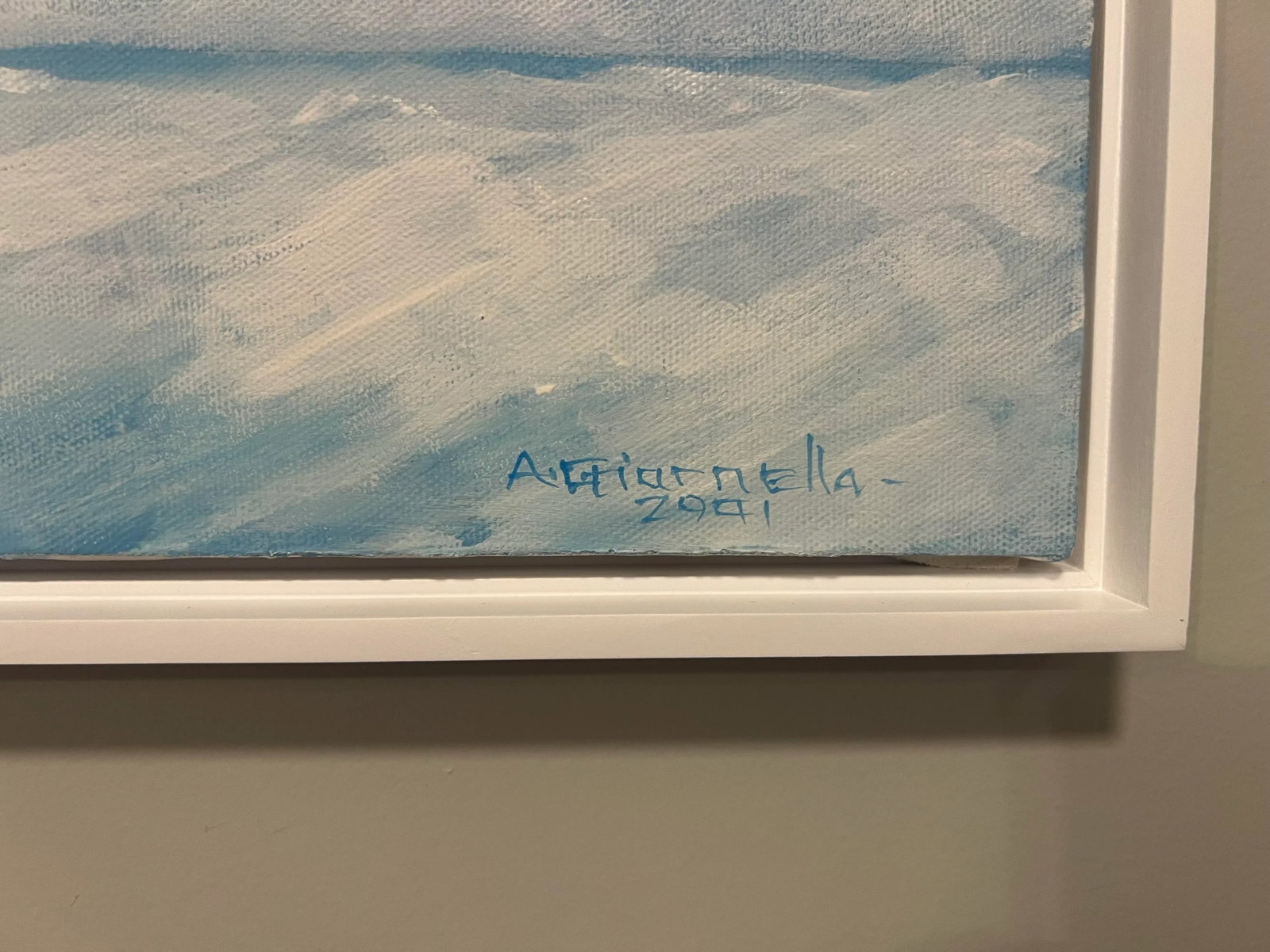 Vintage, Minimalistic Seascape Acrylic Painting on Canvas, Andrew Giranella (1947-), Framed - 3