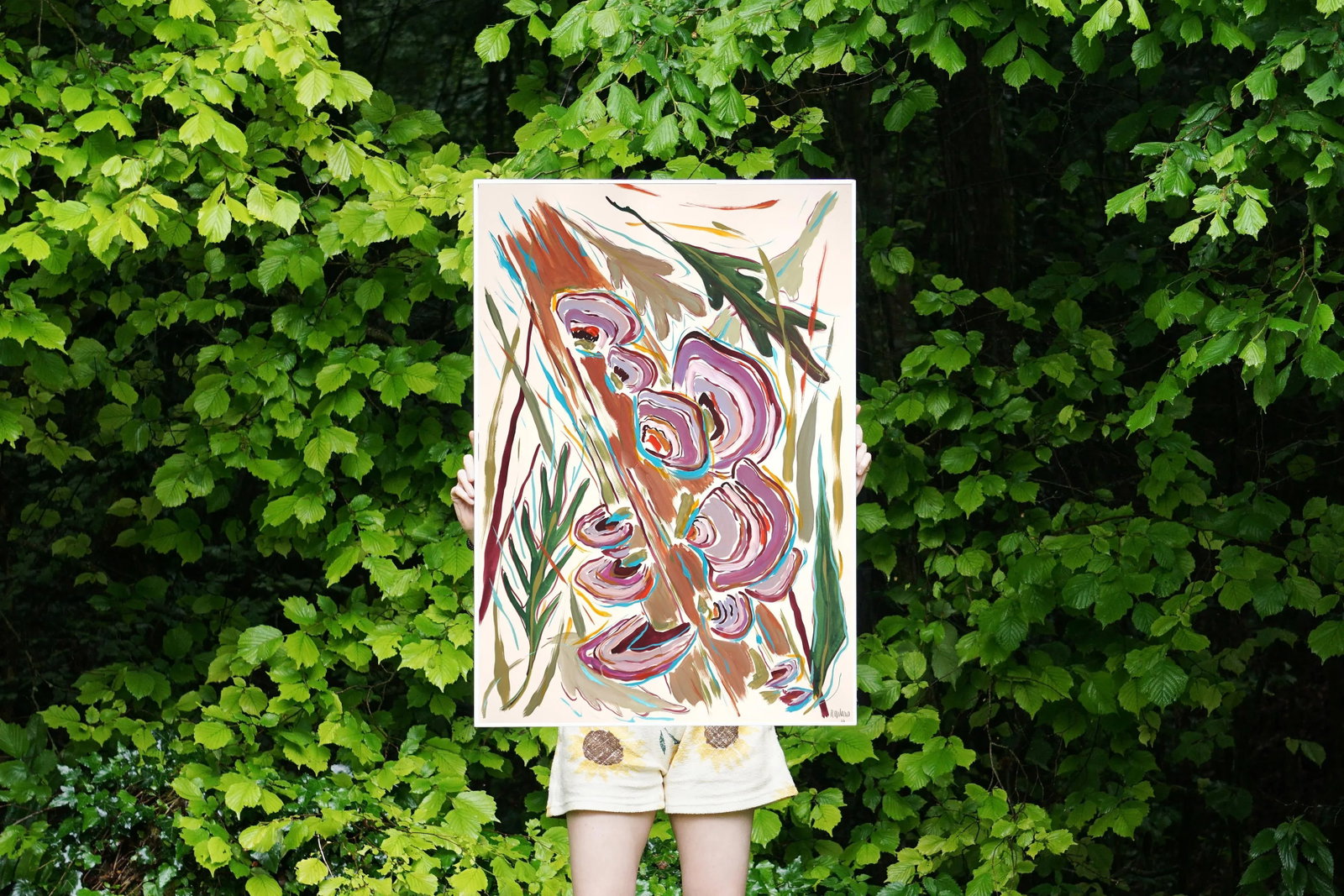 2024, Illustration Style Painting of Turkey Tail Fantastic Fungi, Acrylic Painting and India Ink on - 2