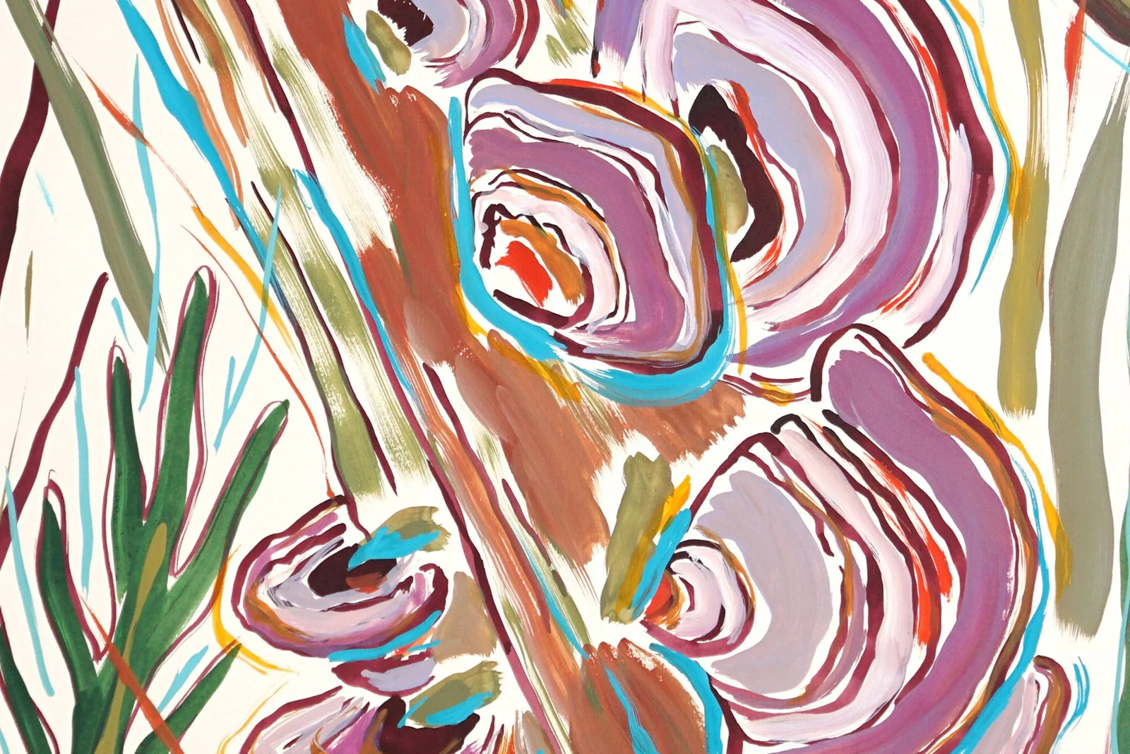2024, Illustration Style Painting of Turkey Tail Fantastic Fungi, Acrylic Painting and India Ink on - 3