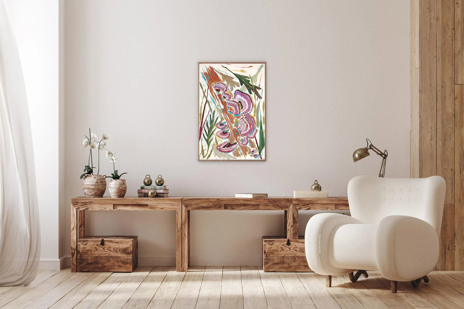 2024, Illustration Style Painting of Turkey Tail Fantastic Fungi, Acrylic Painting and India Ink on - 5