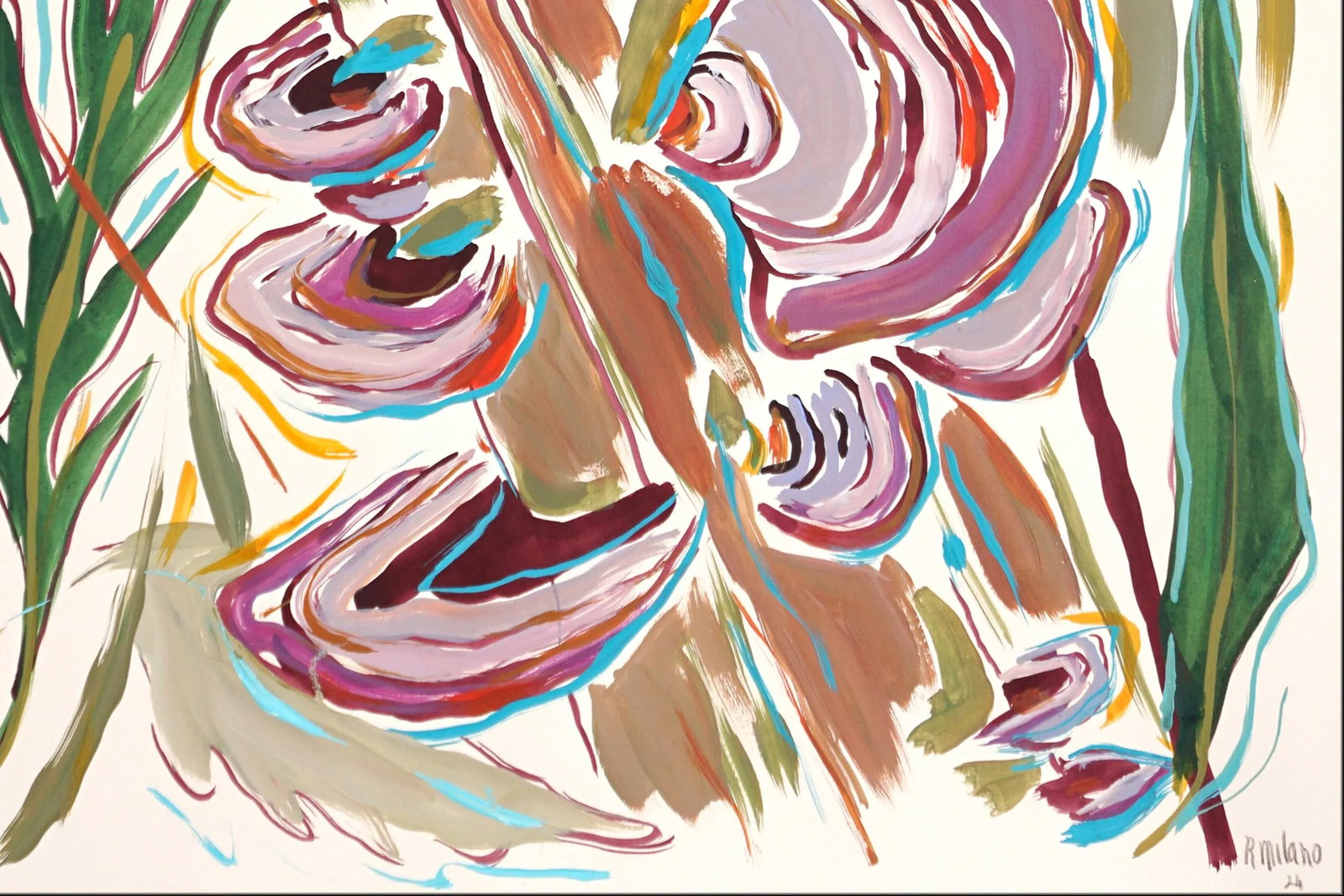 2024, Illustration Style Painting of Turkey Tail Fantastic Fungi, Acrylic Painting and India Ink on - 7