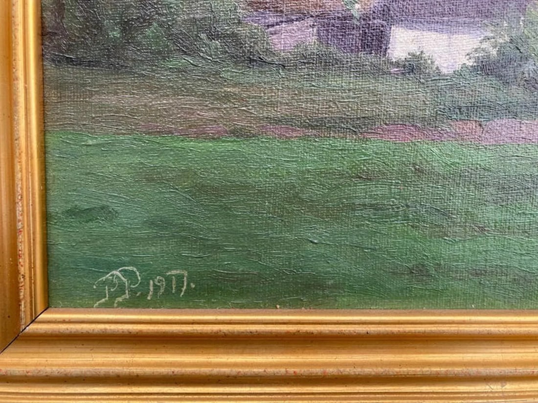 Summer Cottage (Framed Early 20th Century Landscape Painting), P. Pederson - 2