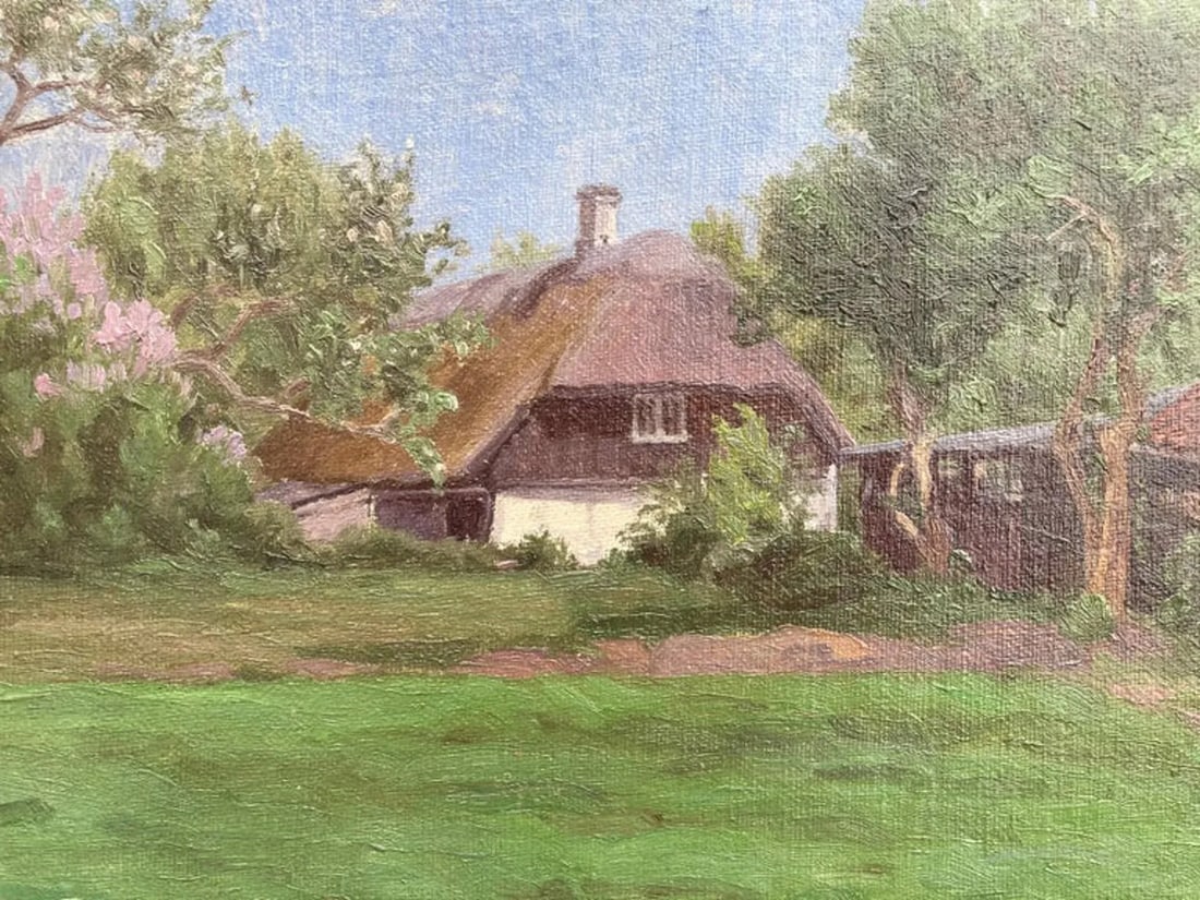 Summer Cottage (Framed Early 20th Century Landscape Painting), P. Pederson - 3
