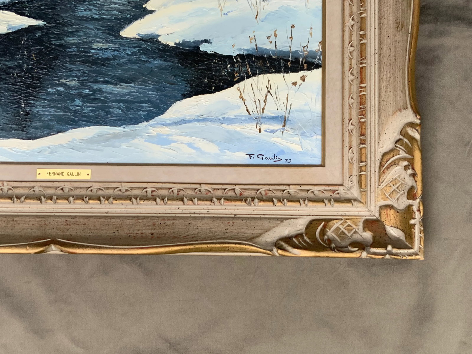 Mid-Century Fernand Gaulin Oil Landscape Painting - Canadian Impressionist Winter Scene - 8