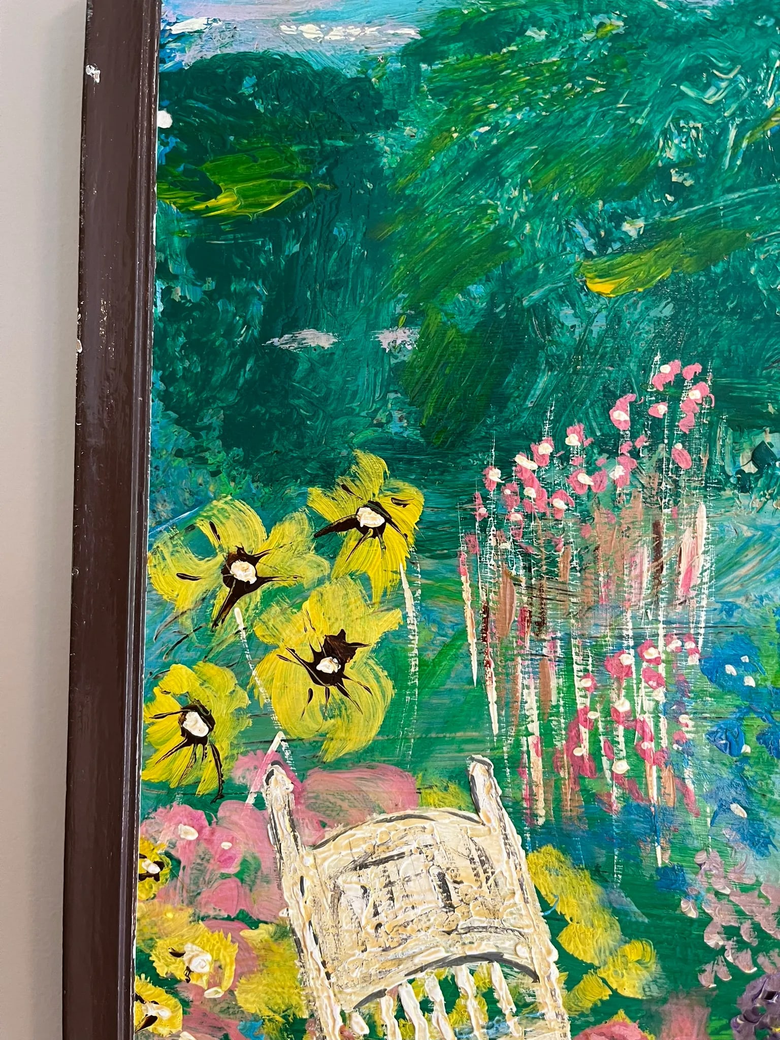 1960s Mid-Century Folk Art Painting Oil on Board, Framed - 4