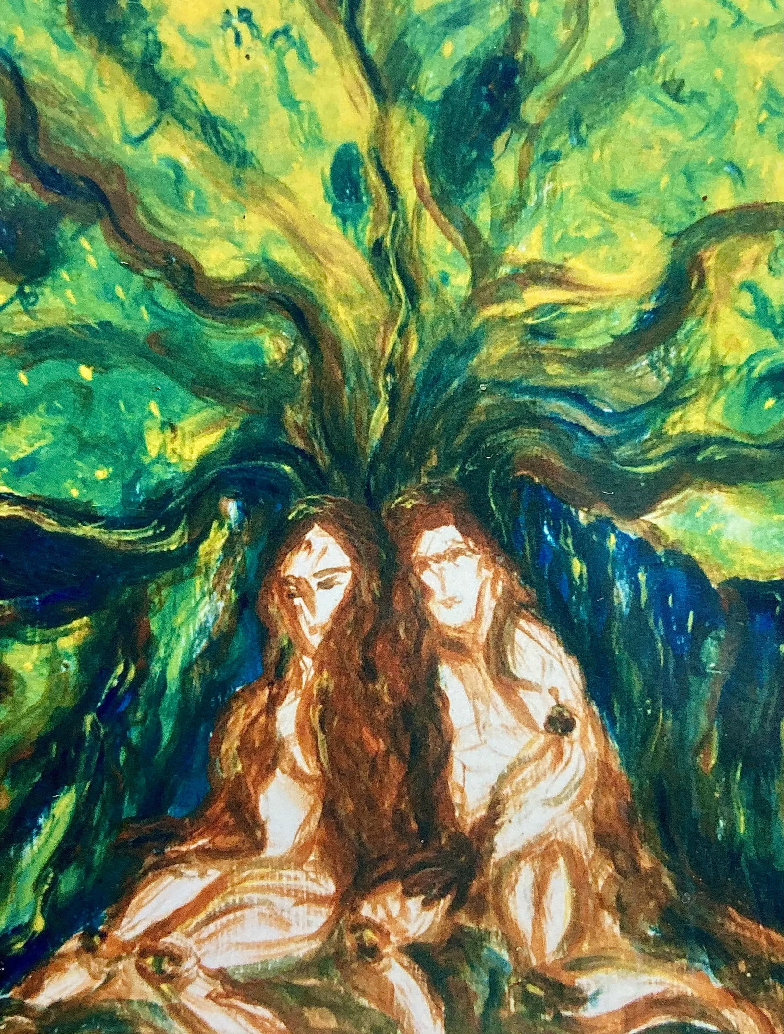 "Love in the Oaks" Fine Giclee Canvas Reproduction Painting by Louisiana Artist Mina Zavala Lanzas: From Louisiana artist Mina Zavala Lanzas' abstract Romantic series... "Love in the Oaks" This is a self-portrait of the artist.... A Fine Giclee Canvas Reproduction... archival and hand embelished