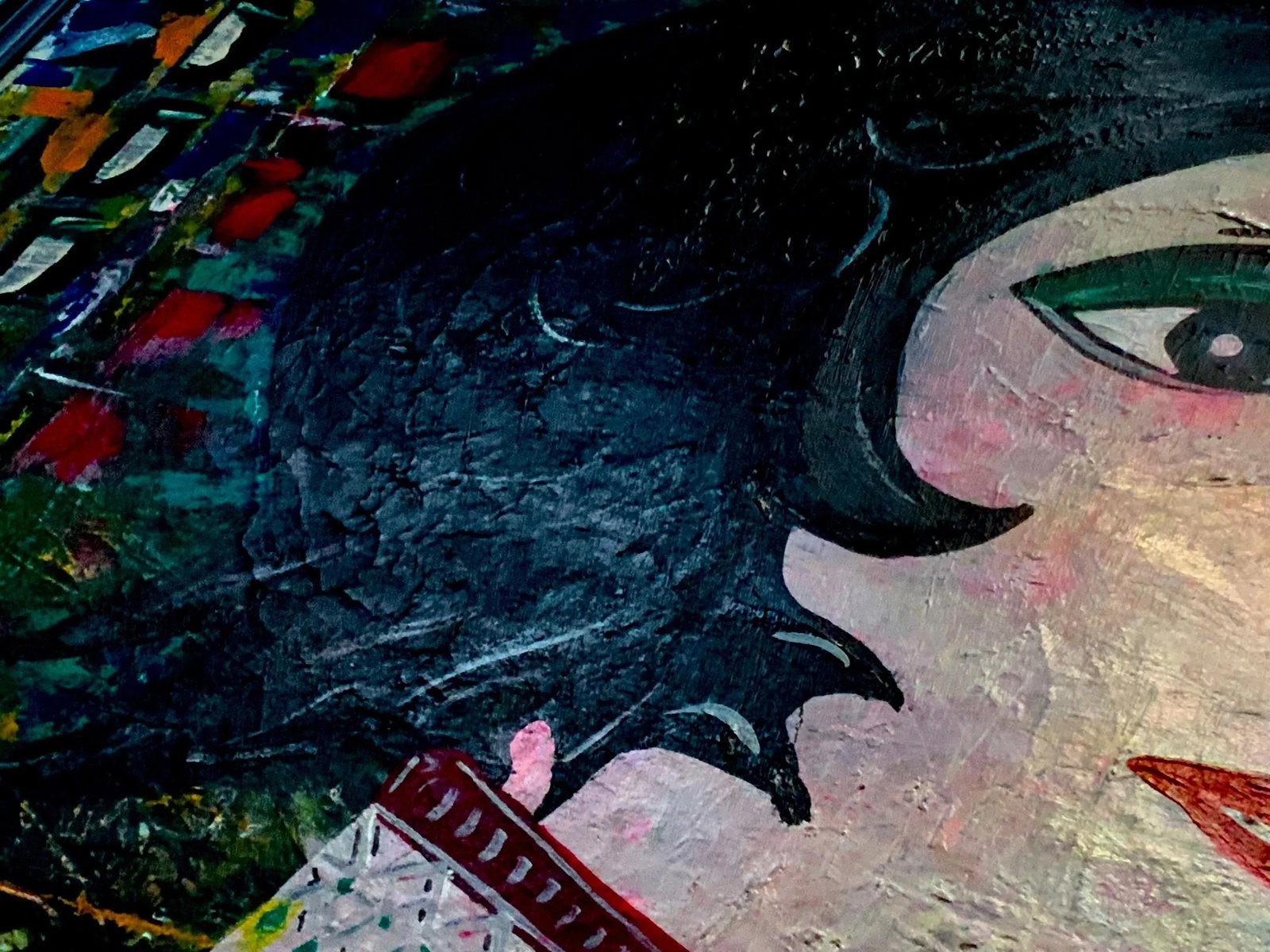 Compelling 1980s American Outsider Art Portrait by Drew - Abstract Female Figure Study - 6