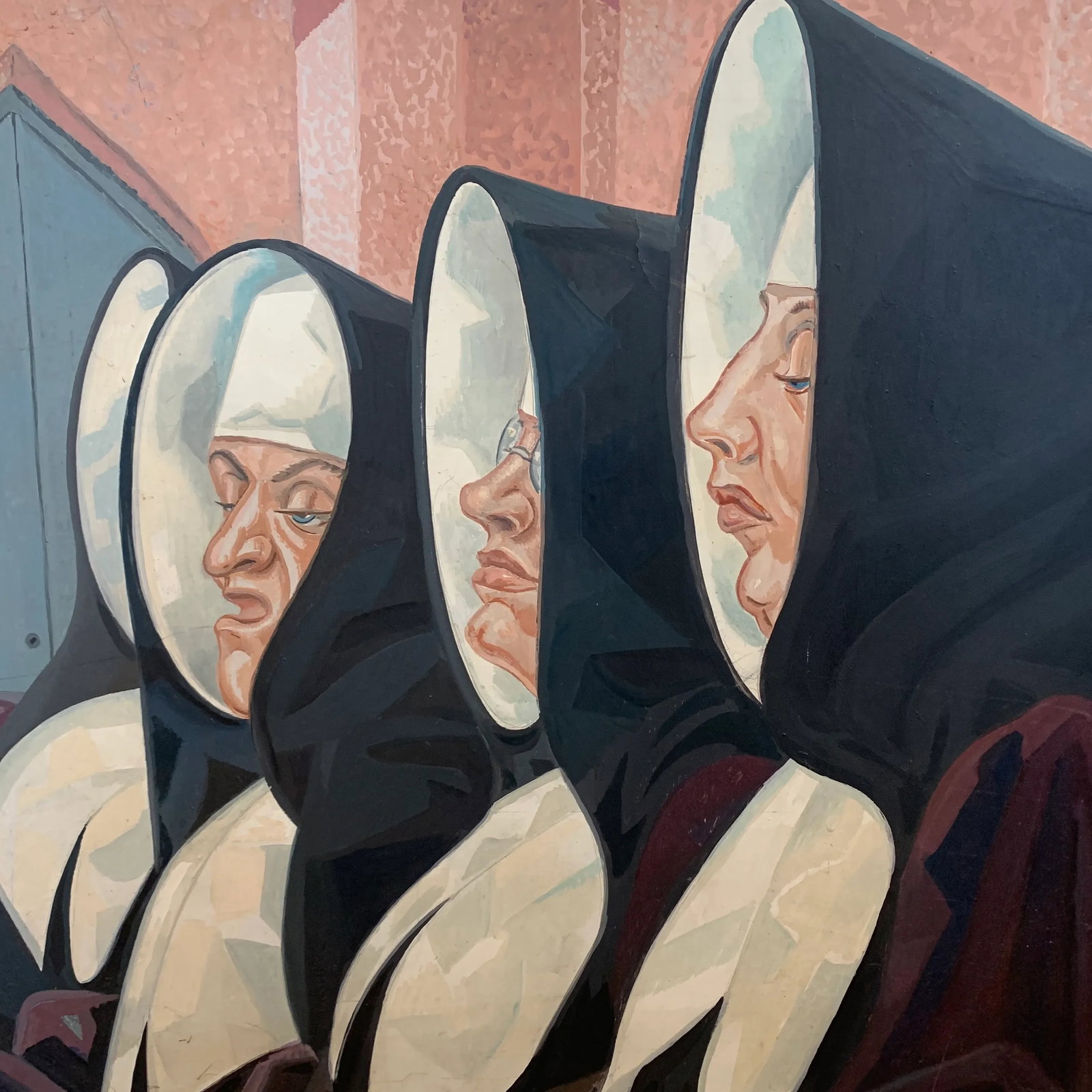 1980s Portrait of Nuns Painting, Framed - 3