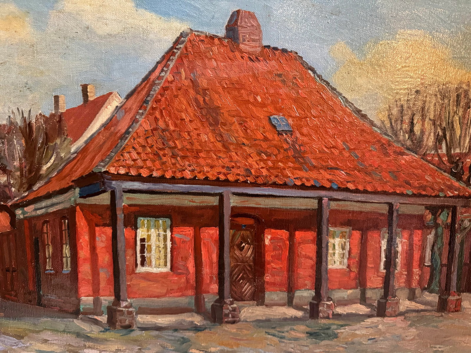 Nygaard, Thorvald, Early 1900s Danish Painting of a Traditional Building in Winter - 2