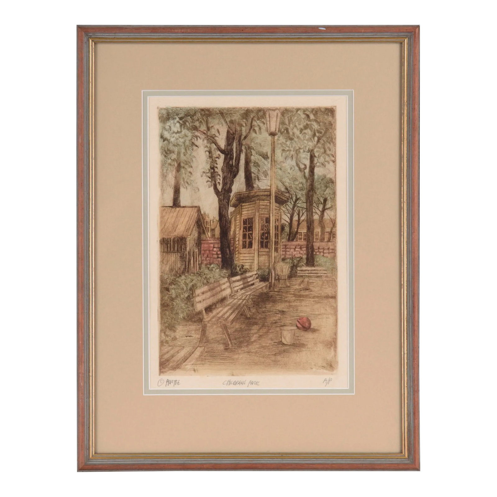 "Children's Park" Vintage Landscape Etching, Artist's Proof (1 of 8)