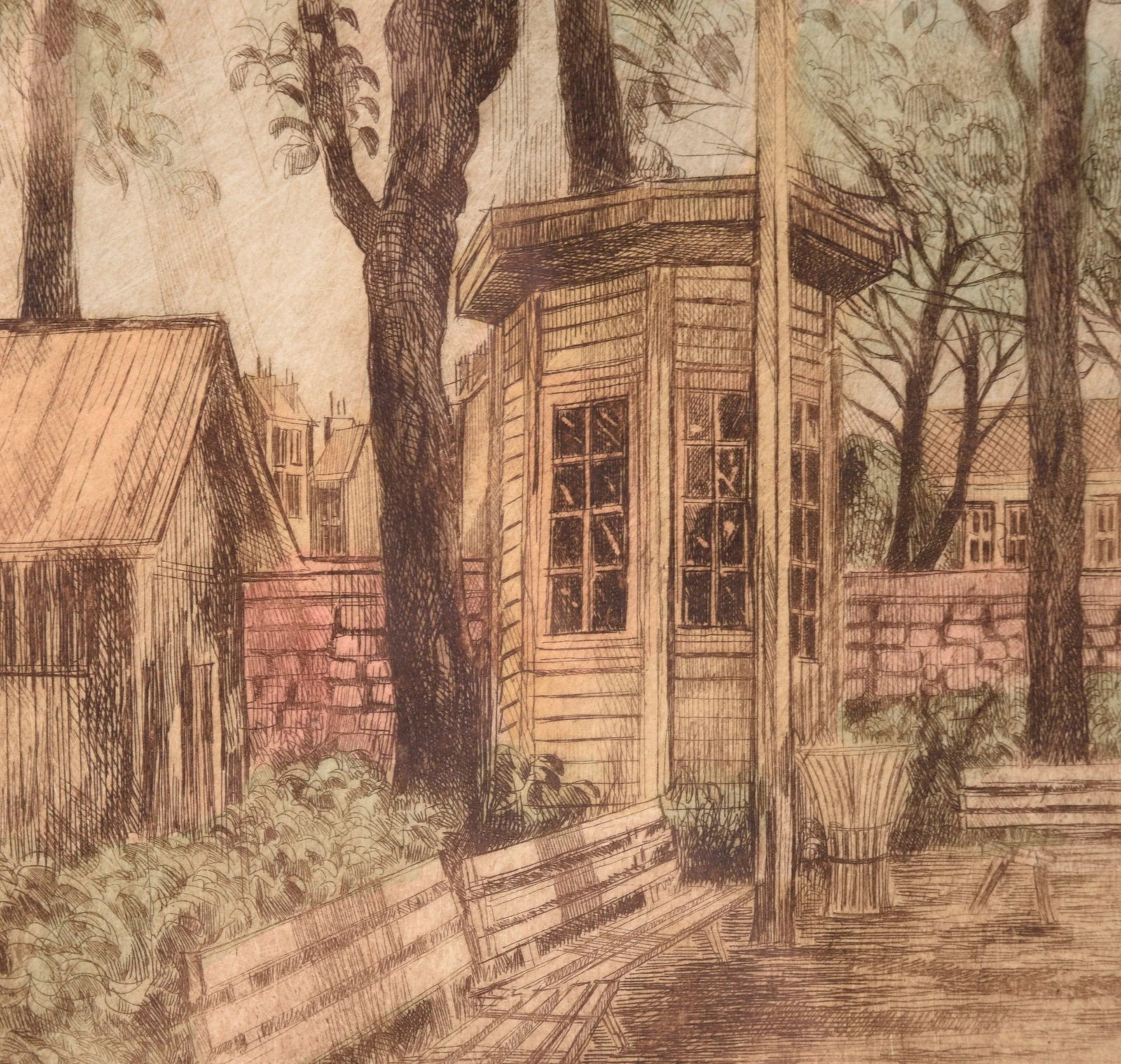 "Children's Park" Vintage Landscape Etching, Artist's Proof - 3