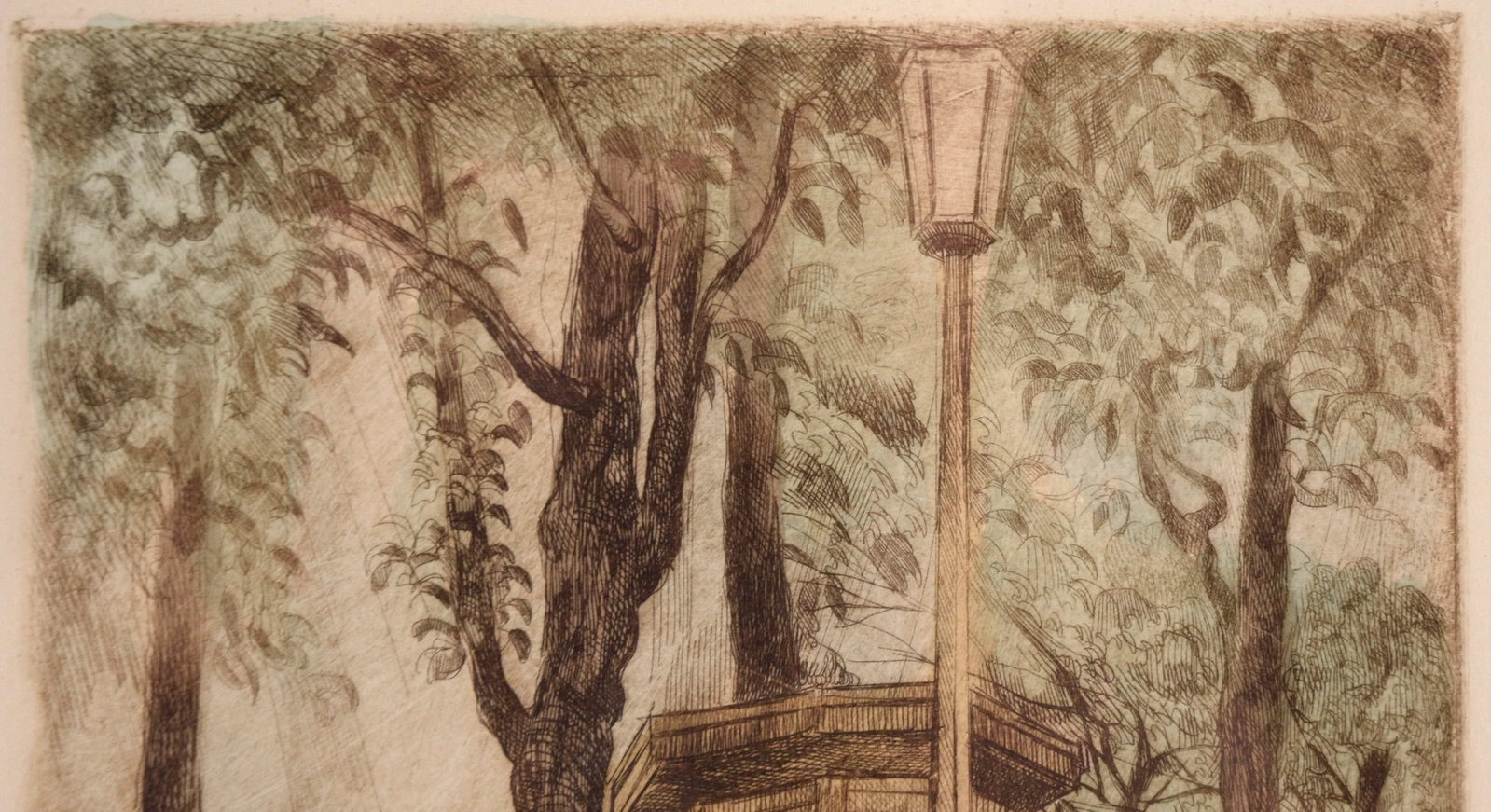 "Children's Park" Vintage Landscape Etching, Artist's Proof - 4