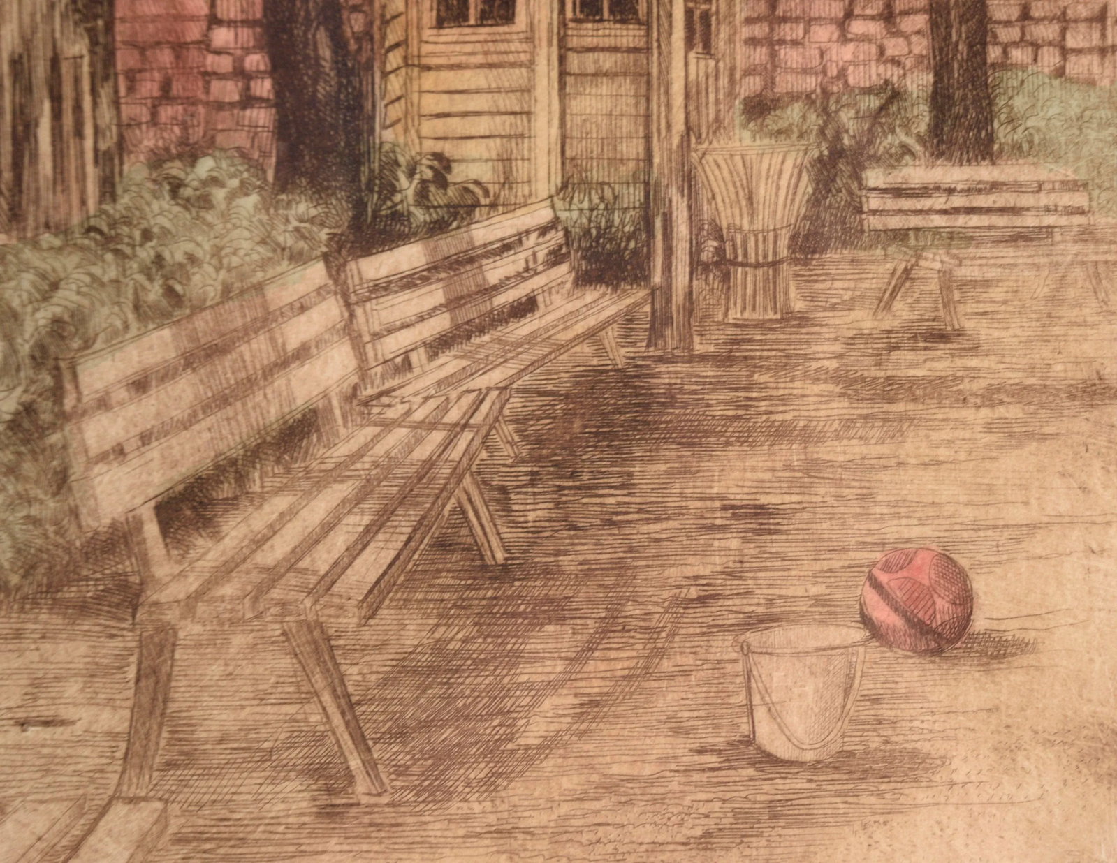 "Children's Park" Vintage Landscape Etching, Artist's Proof - 5