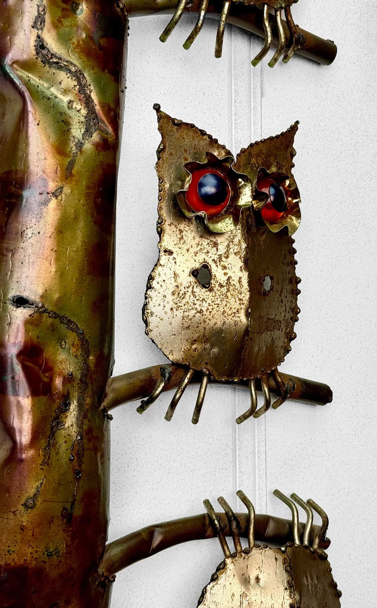 Mid-Century Brutalist Copper Owl Wall Hanging Sculpture - 5