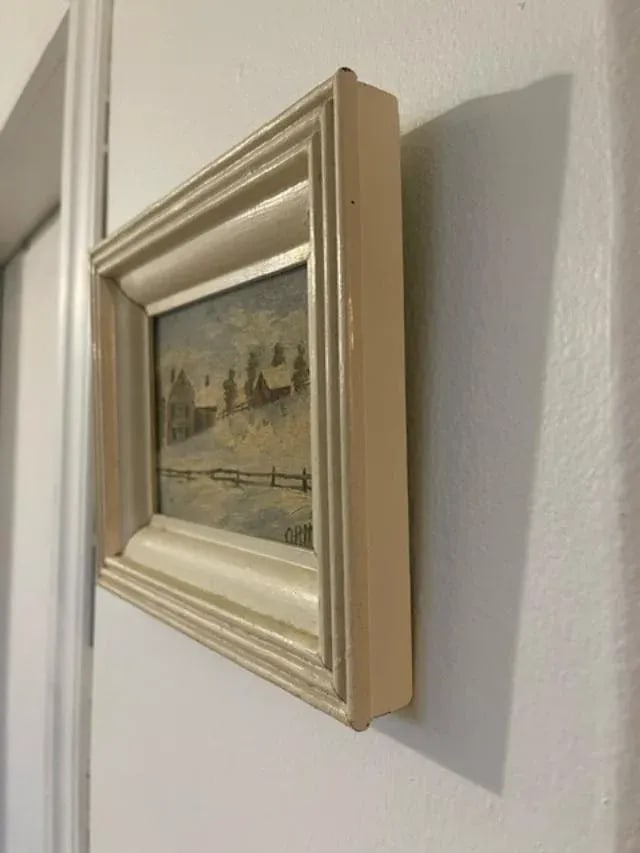 Petite Oil on Wood Rural Scene, Vintage - 2