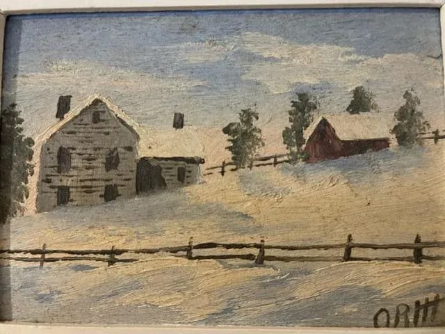Petite Oil on Wood Rural Scene, Vintage - 3