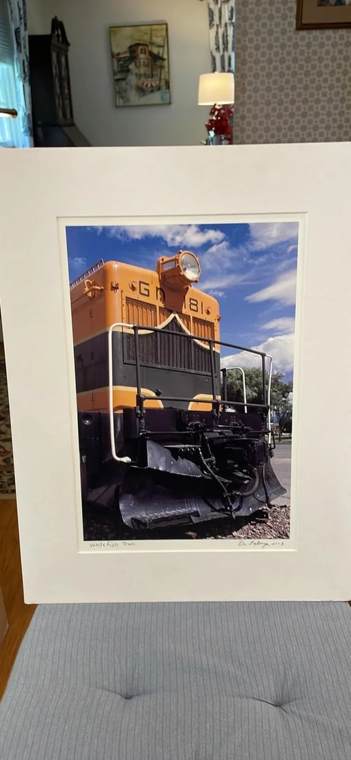 Yellow Train Photo - Whitefish, Montana by Vita Forlenza - Signed and Matted - 2
