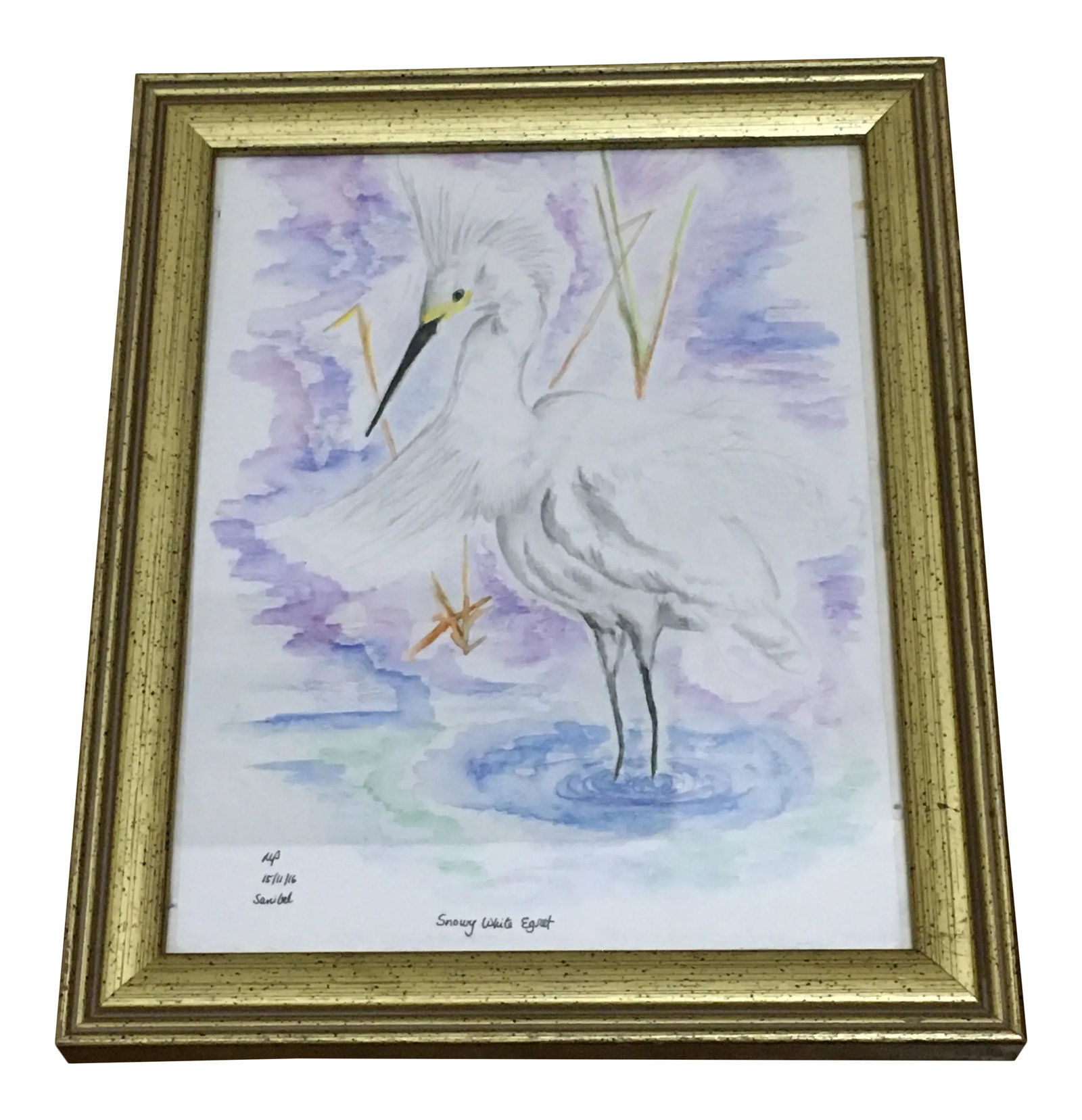 Snowy White Egret Tropical Watercolor Painting (1 of 8)