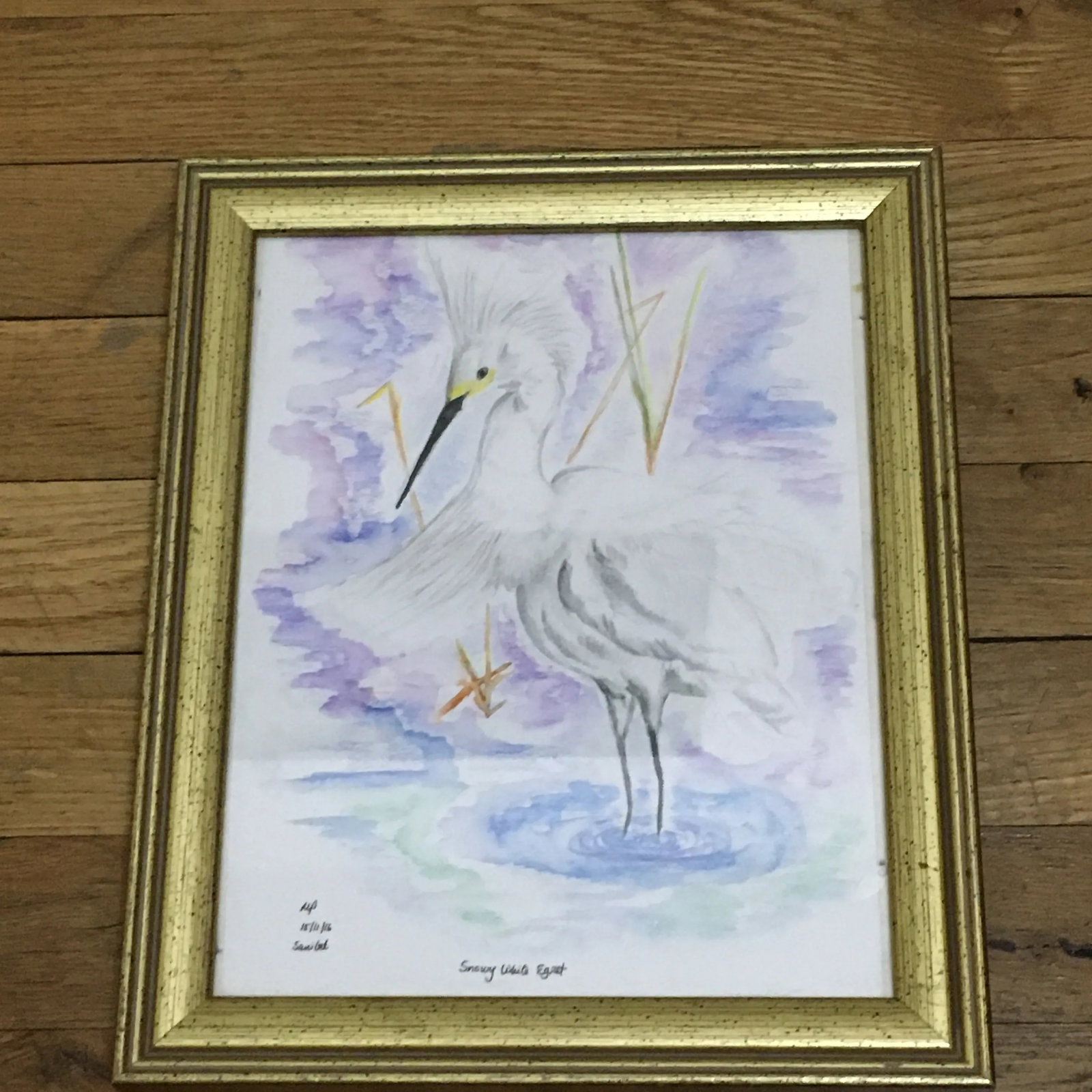 Snowy White Egret Tropical Watercolor Painting - 2