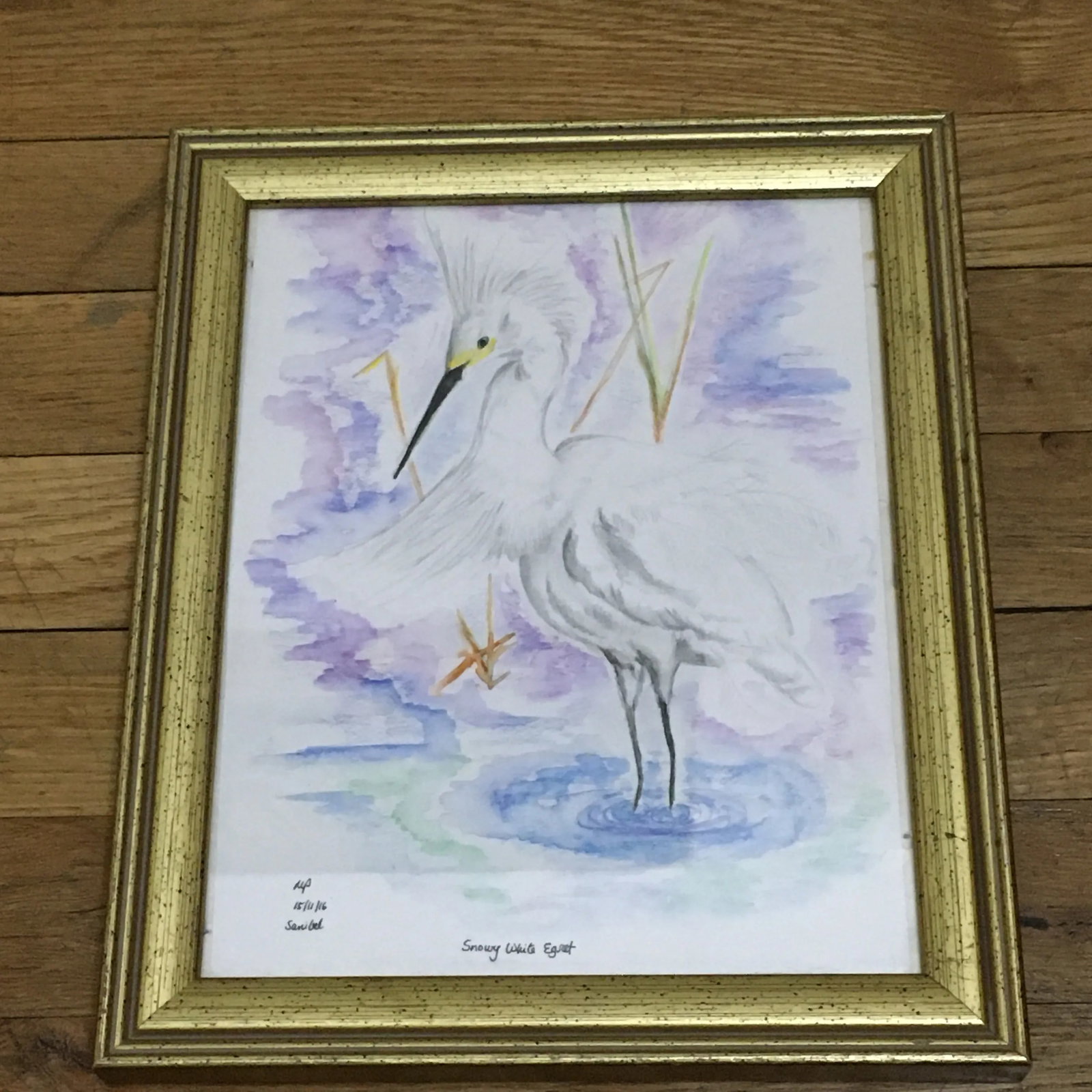 Snowy White Egret Tropical Watercolor Painting - 8