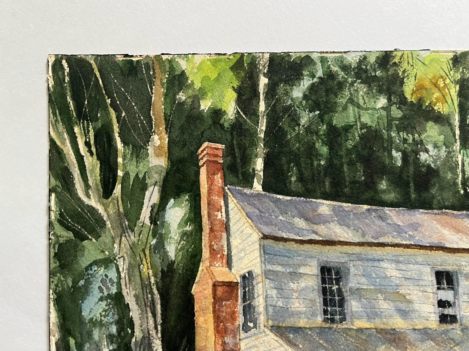Vintage Mountain House Watercolor Painting Signed Barber - 6