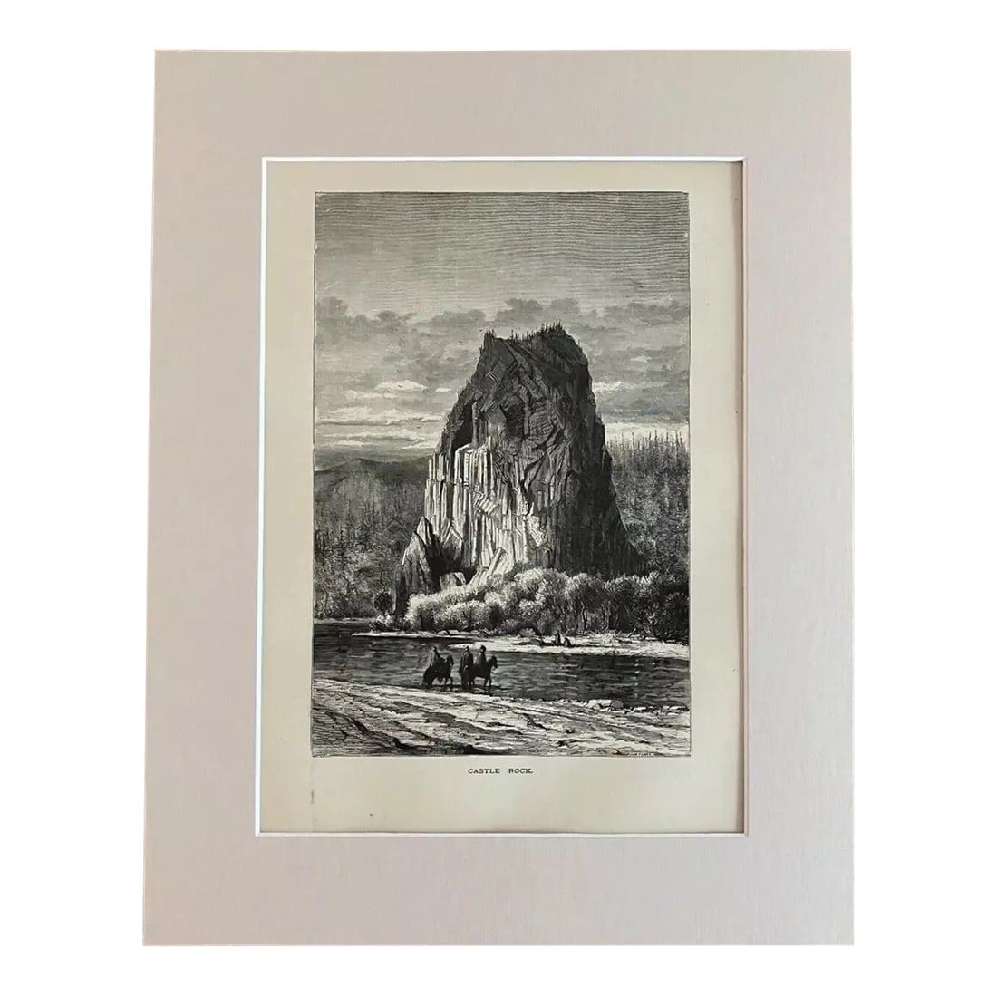 Antique 1874 Wood Engraving "Castle Rock" Washington, in 11x14 Frame-Ready Mat: Up for sale is this beautiful antique print from Volume II of "Picturesque America", a two-volume set of books describing and illustrating the scenery of America that grew out of an earlier series in