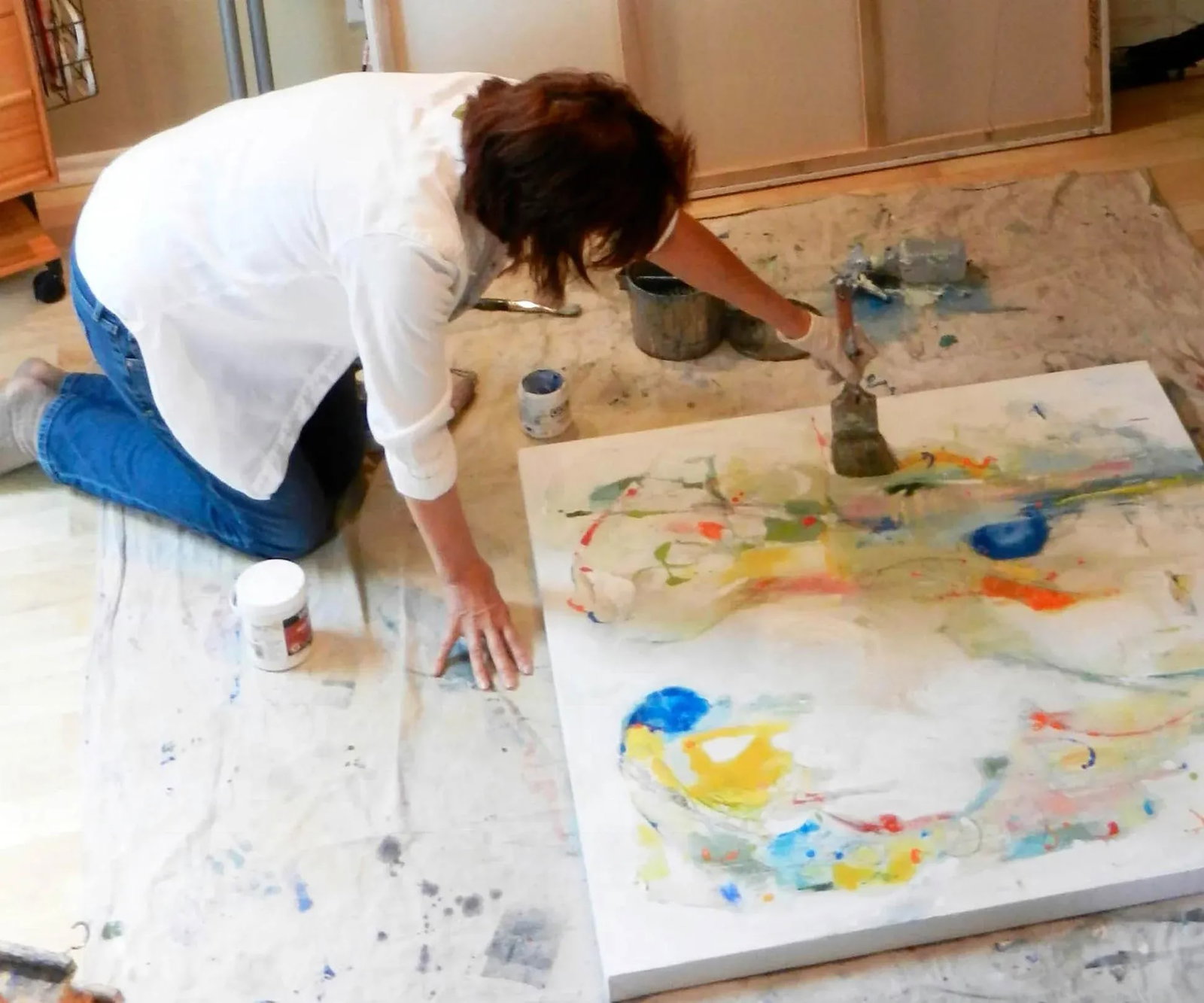 Original Large Blue, Green, Contemporary Painting Titled 'Passages' by Michele Zuzalek - 3