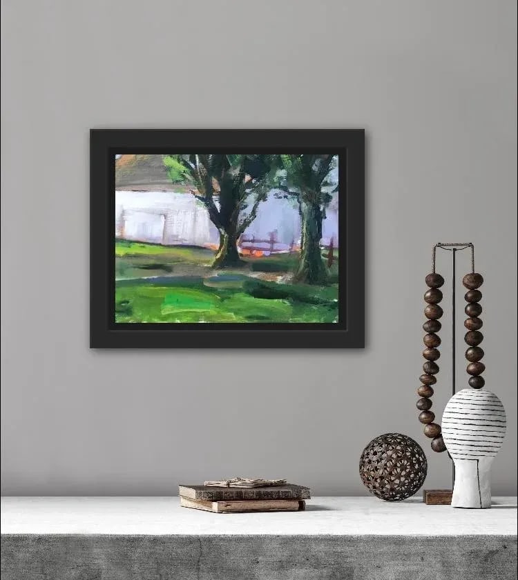 White Barn, Modern Oil Painting Landscape - 4