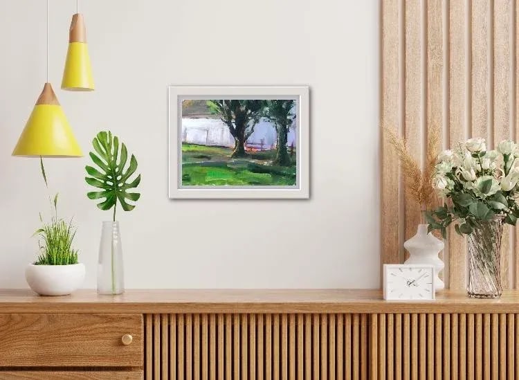 White Barn, Modern Oil Painting Landscape - 6