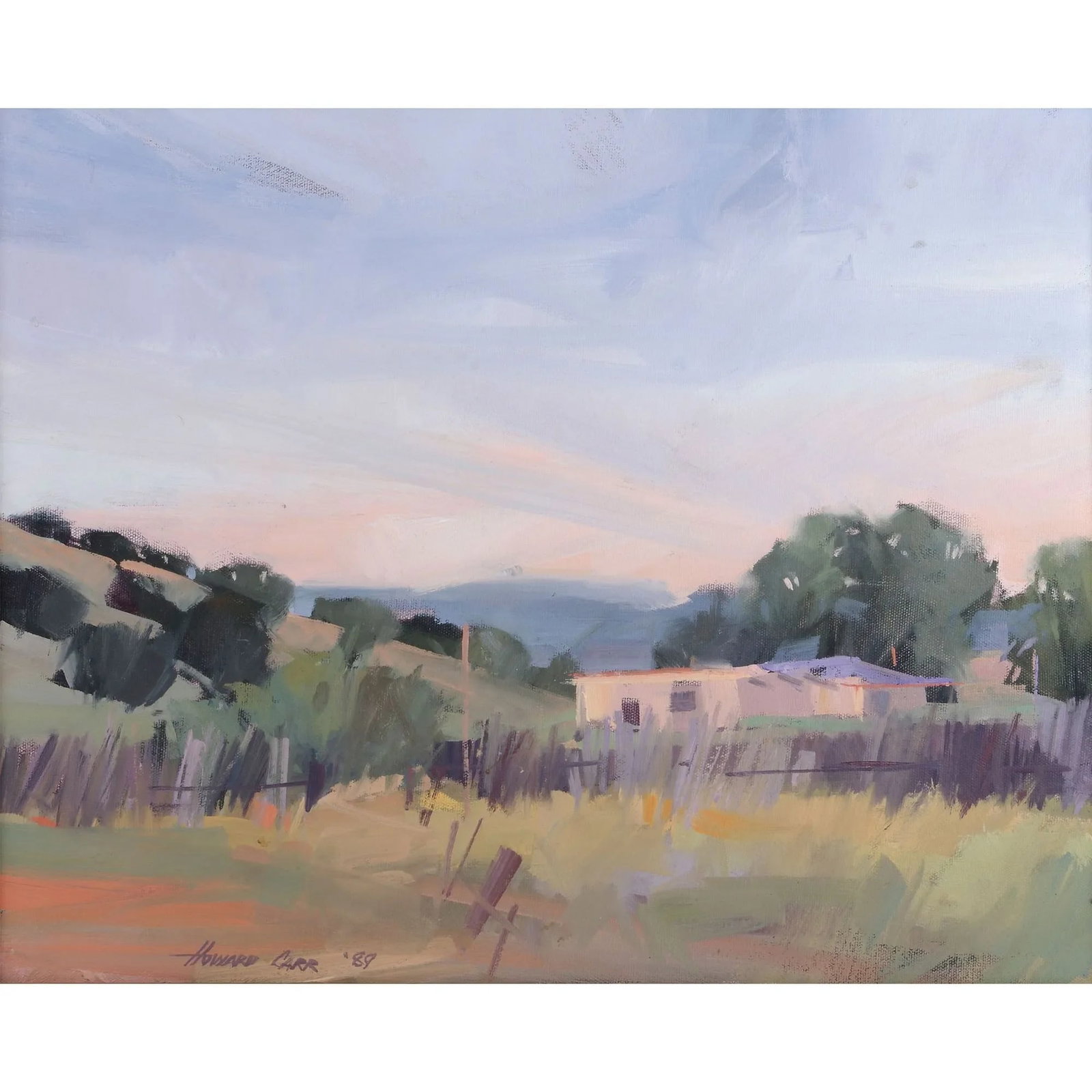 Howard Carr Ranch House and Field Oil Painting, Framed - 2