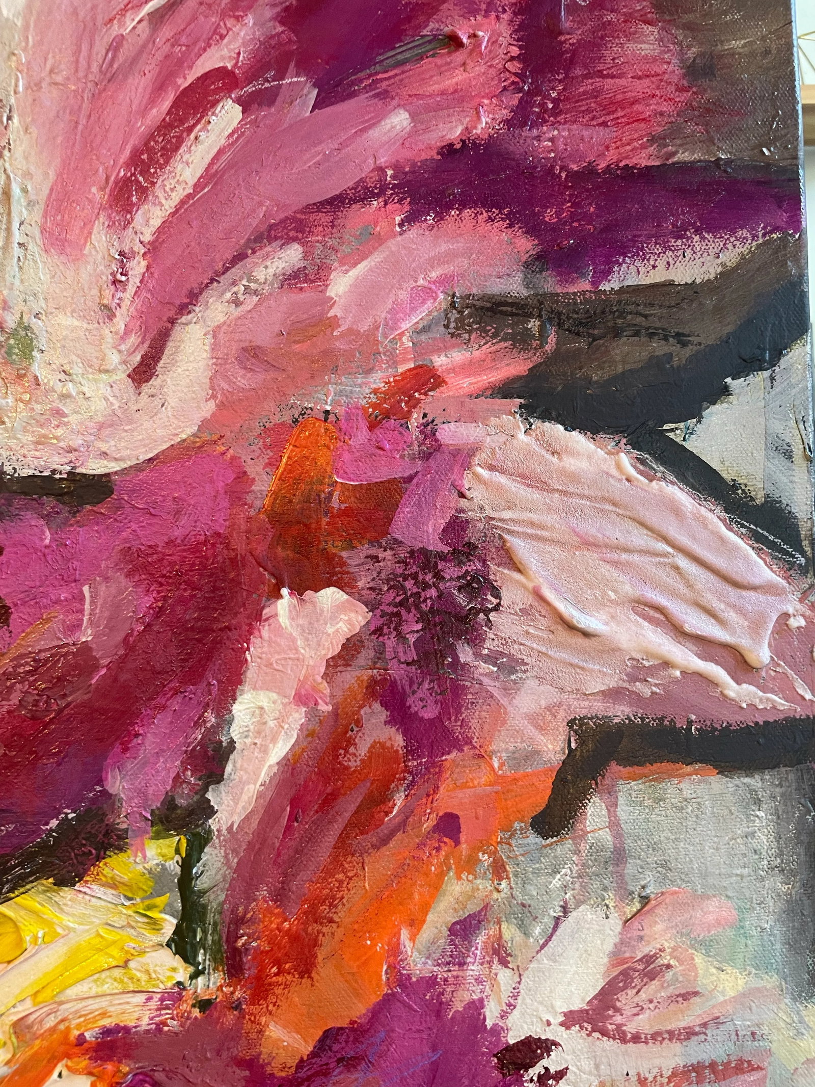 Modern Large Floral Pink Abstract 'Jardin Passionne' Original Painting - 4