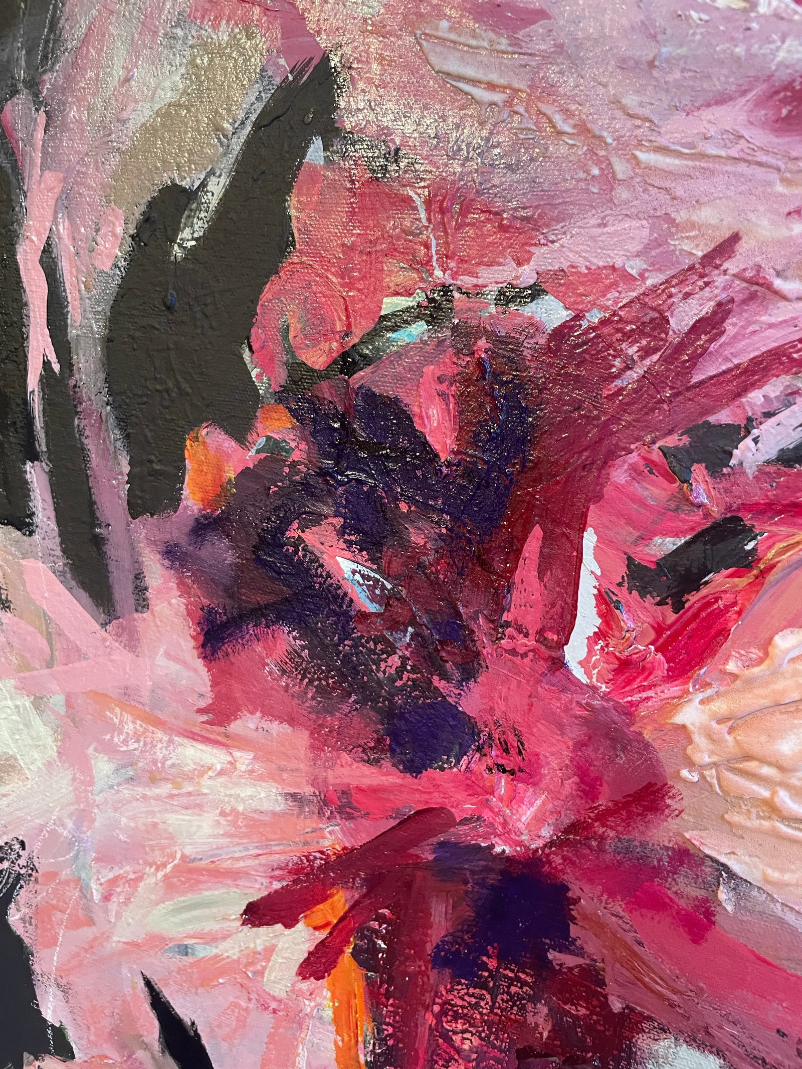 Modern Large Floral Pink Abstract 'Jardin Passionne' Original Painting - 5