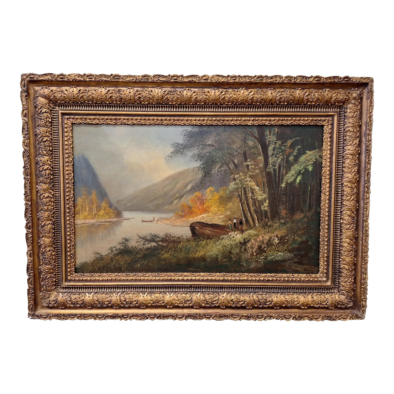 Late 19th Century William Weaver Armstrong Oil Painting, Autumn on the Hudsen River (1 of 6)