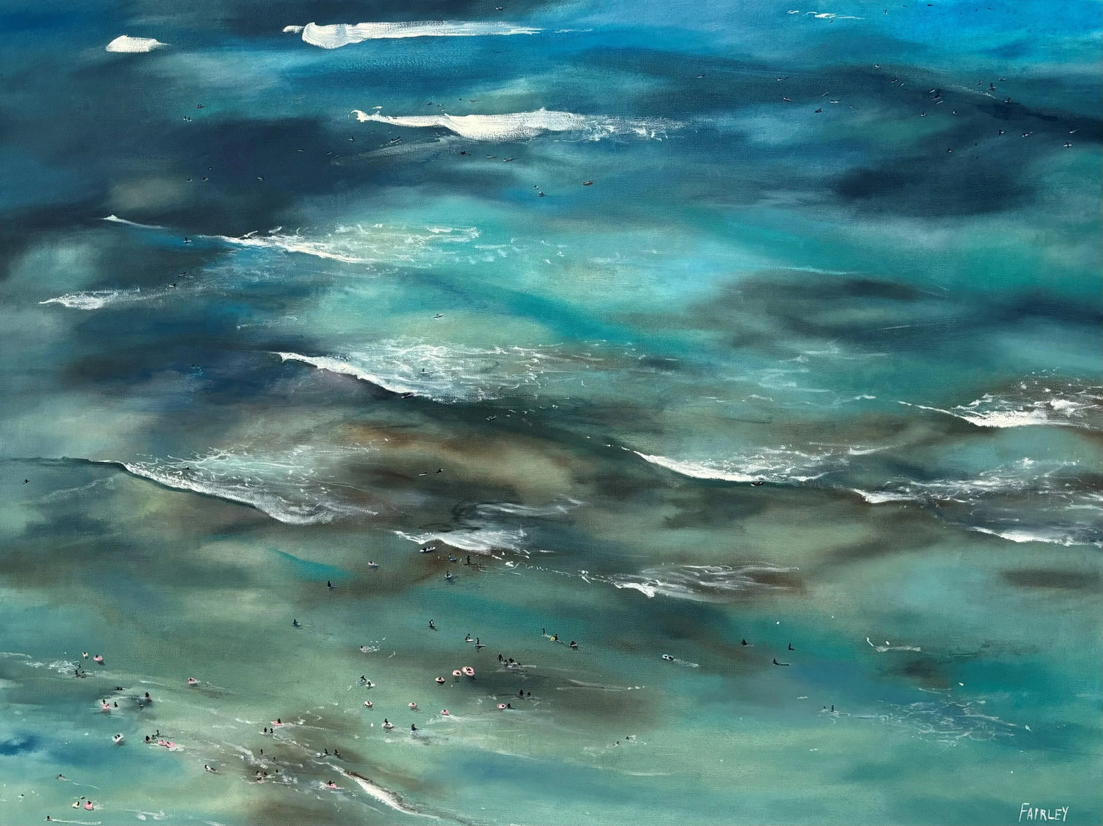 Waikiki, Hawaii From the 29th Floor, Original Oil on Canvas Painting by Jessica Fairley: This is an original Oil painting of Waikiki, Hawaii, as viewed from the 29th floor. That view is undeniably spectacular, where the sea meets the sky and all things are alive. Bring Hawaii into your
