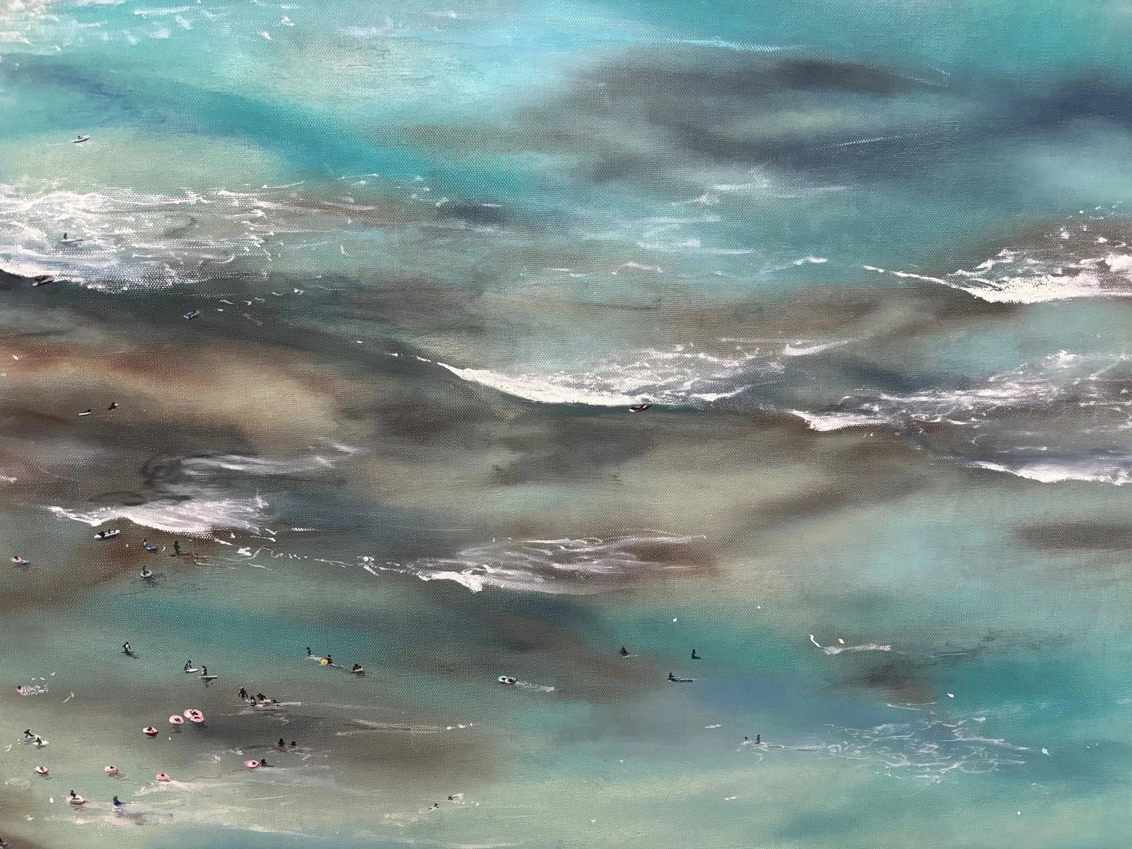Waikiki, Hawaii From the 29th Floor, Original Oil on Canvas Painting by Jessica Fairley - 2