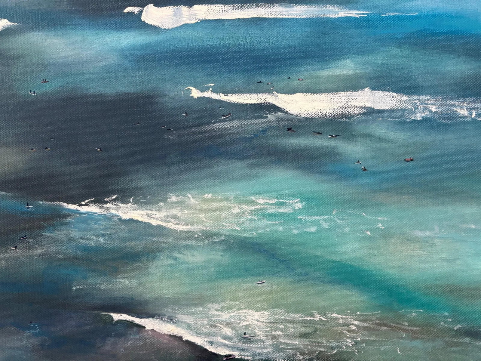 Waikiki, Hawaii From the 29th Floor, Original Oil on Canvas Painting by Jessica Fairley - 3