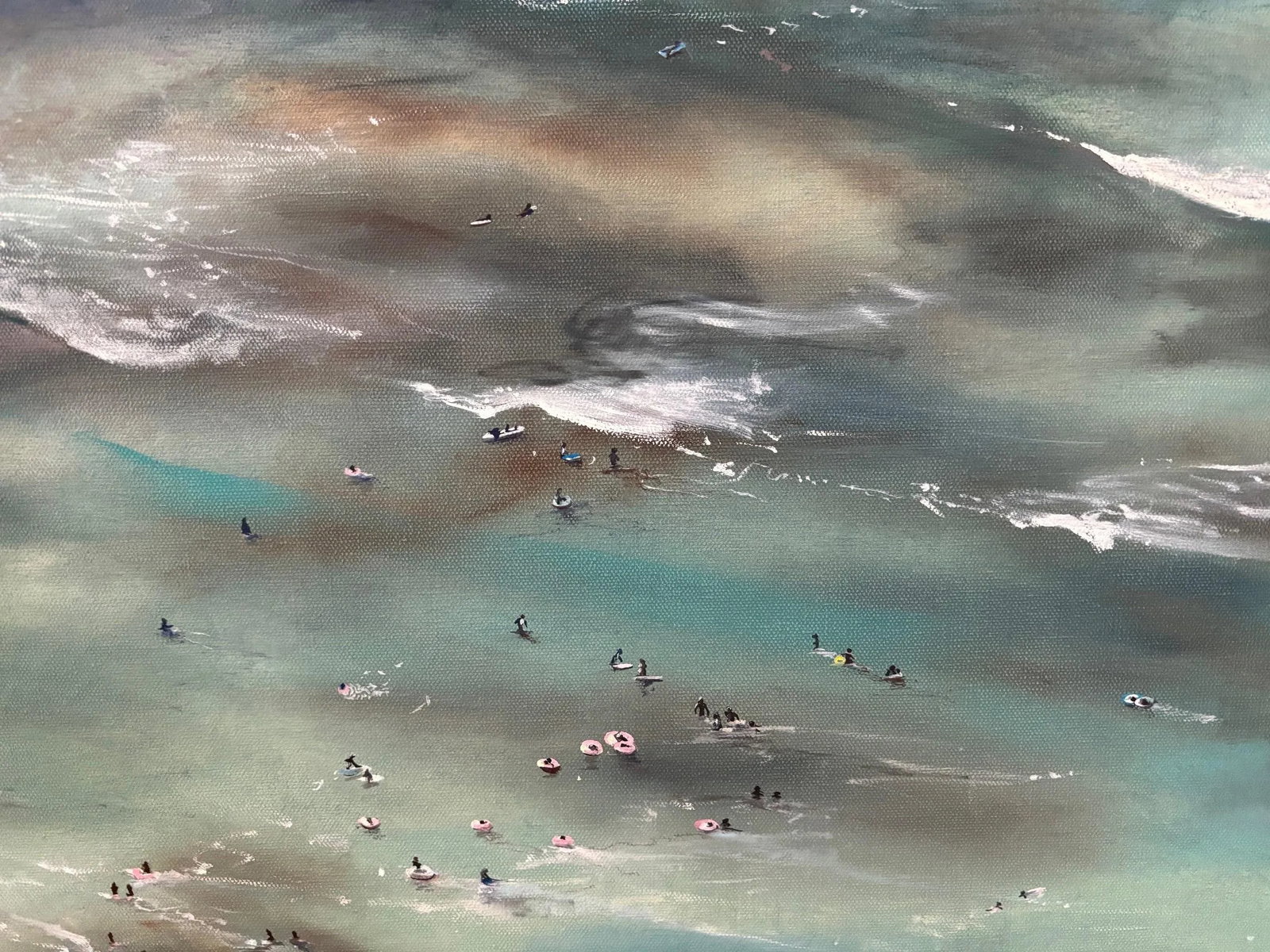 Waikiki, Hawaii From the 29th Floor, Original Oil on Canvas Painting by Jessica Fairley - 4