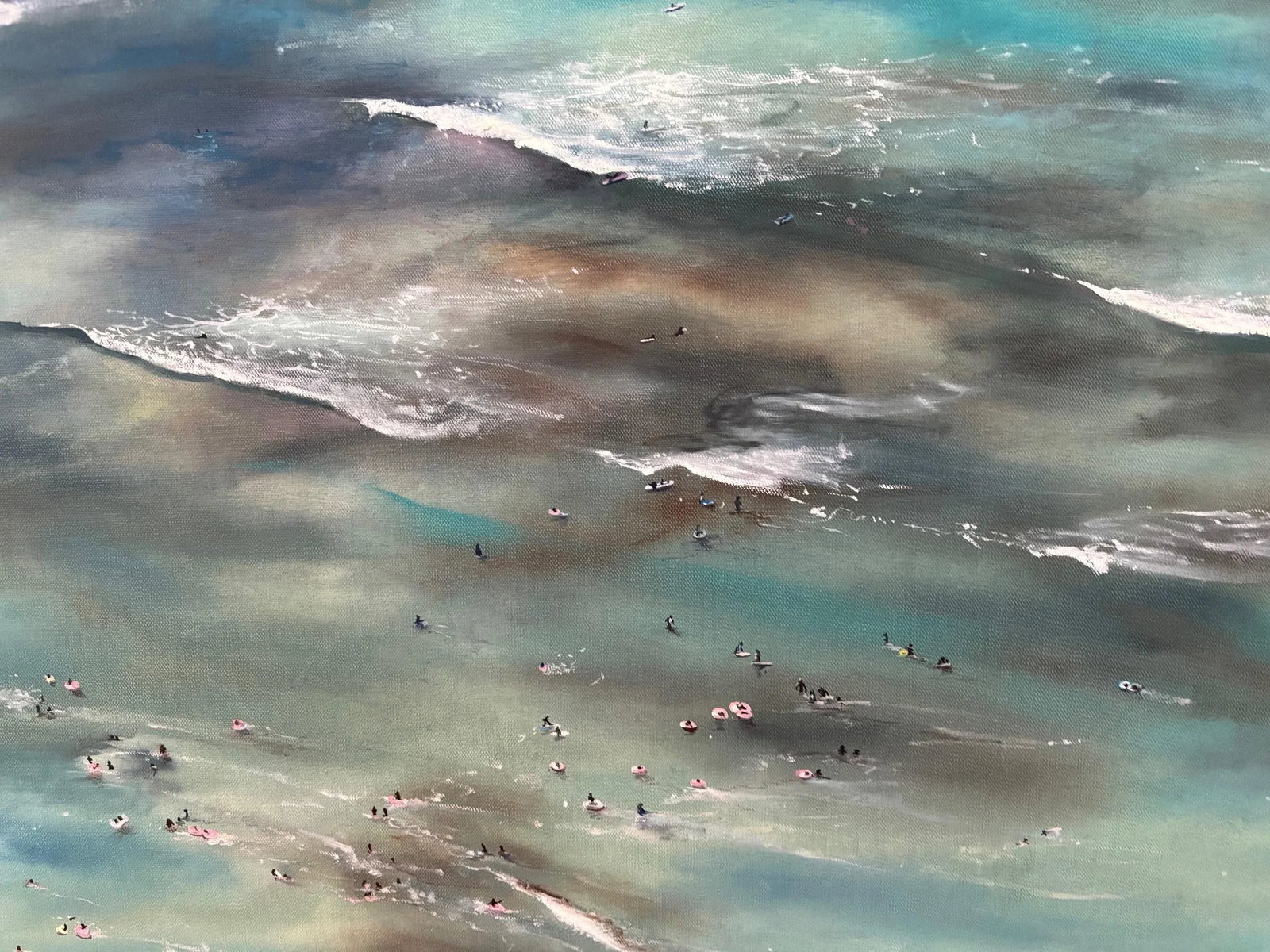 Waikiki, Hawaii From the 29th Floor, Original Oil on Canvas Painting by Jessica Fairley - 5