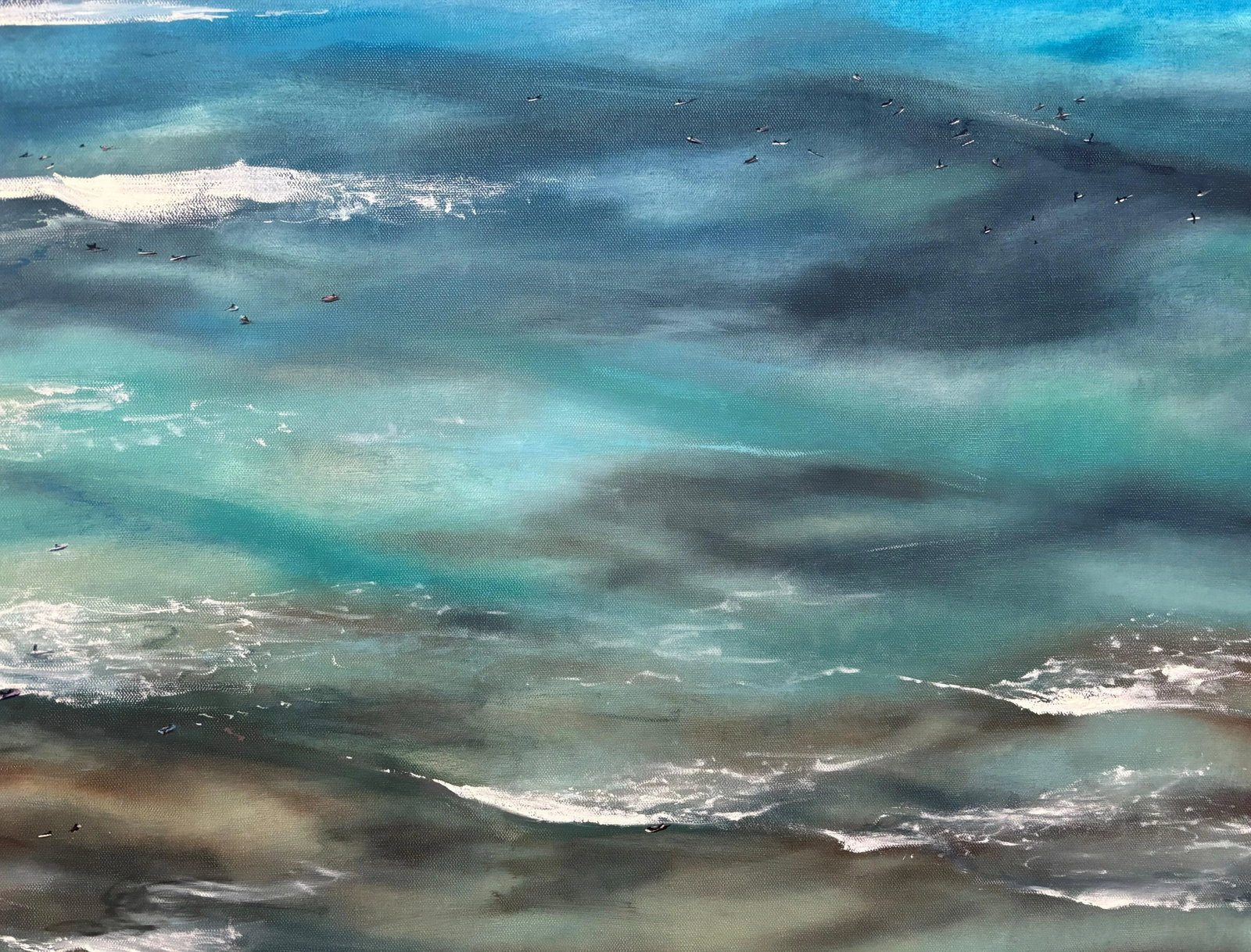 Waikiki, Hawaii From the 29th Floor, Original Oil on Canvas Painting by Jessica Fairley - 6
