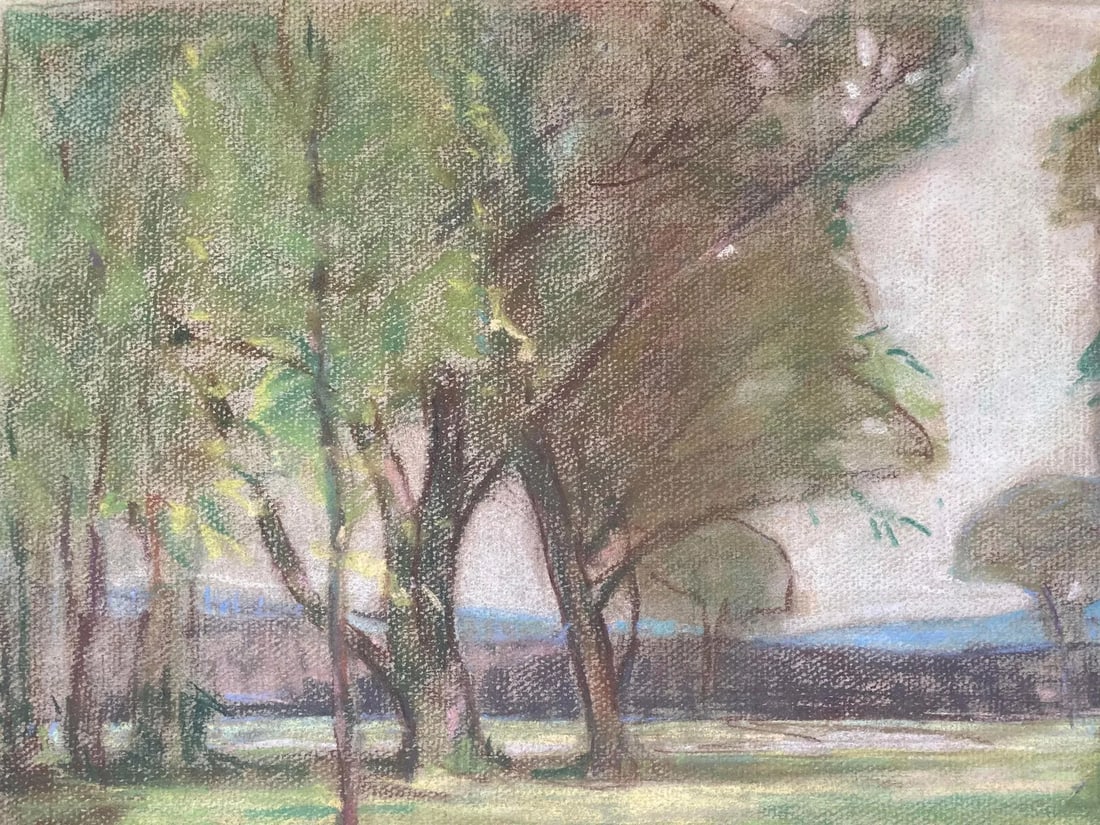 Trees in a Landscape, Antique, New Orleans, Southern States Art League, Wpa, Louis Raynaud - 3