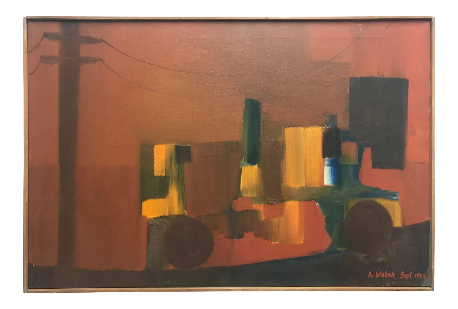 1960s Mid Century Cityscape Oil Painting by Arnold Weber (1 of 5)