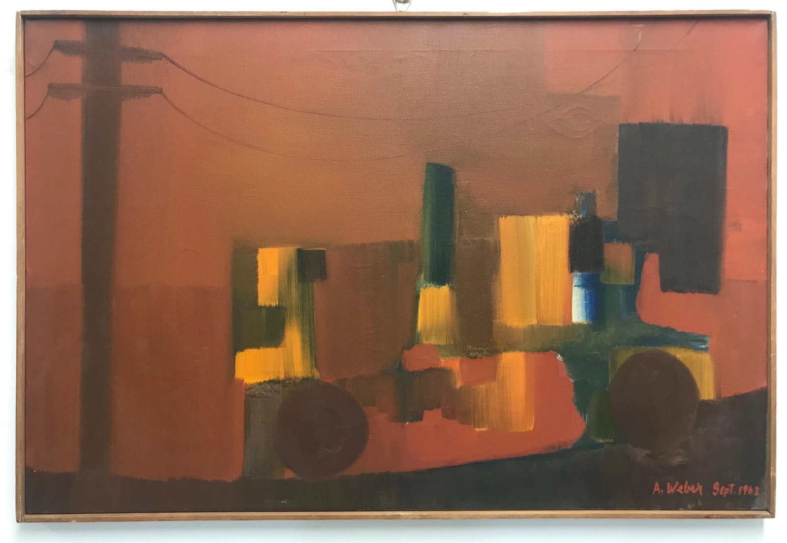 1960s Mid Century Cityscape Oil Painting by Arnold Weber - 5