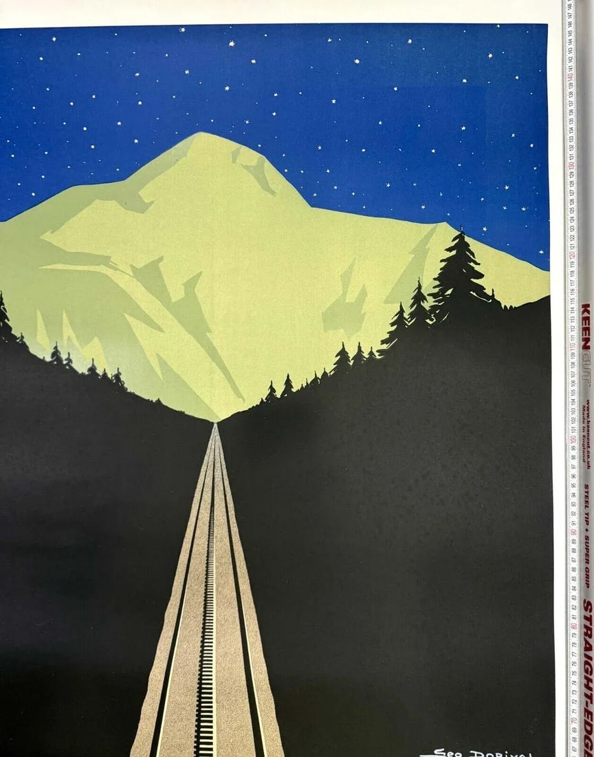 Vers Le Mont Blanc Night Geo Dorival 1928 Original Vintage French Travel Poster - 3