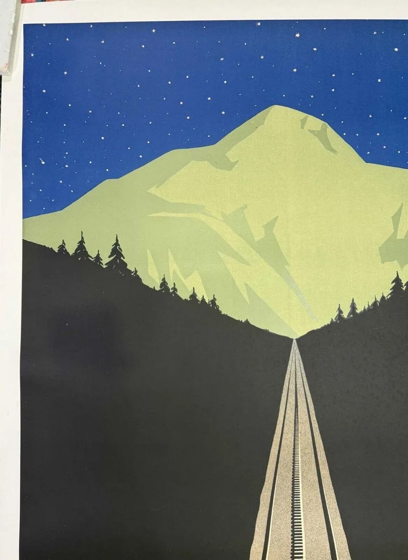 Vers Le Mont Blanc Night Geo Dorival 1928 Original Vintage French Travel Poster - 4