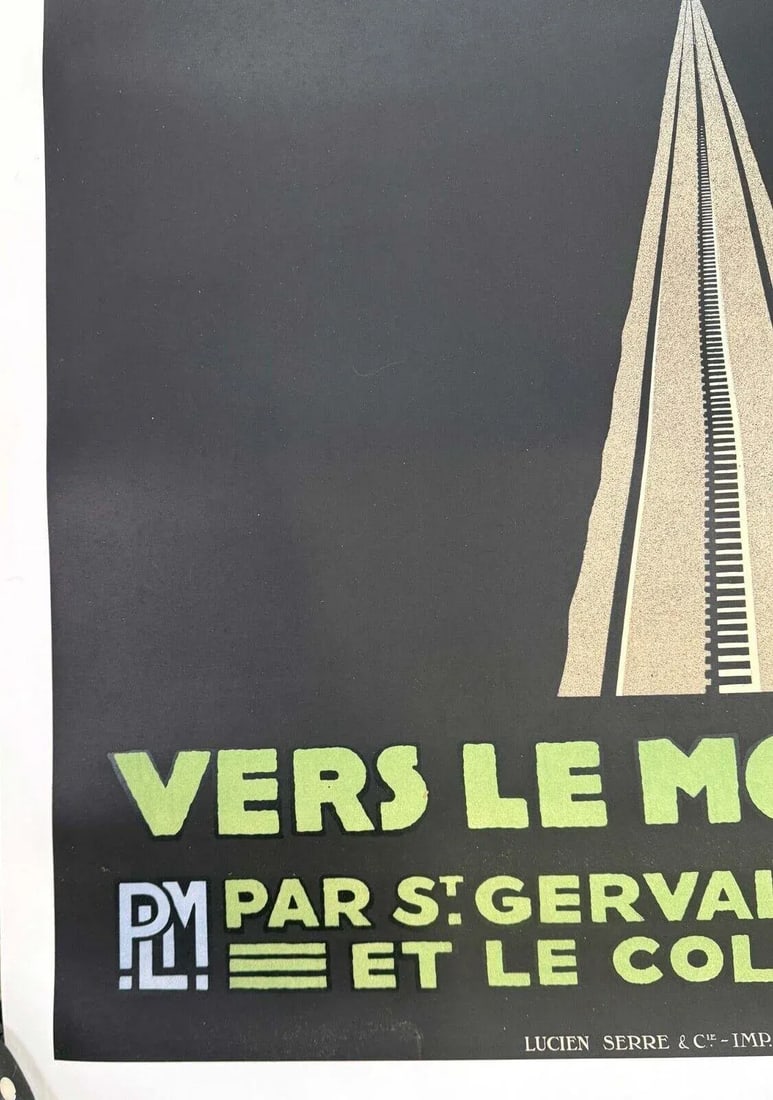 Vers Le Mont Blanc Night Geo Dorival 1928 Original Vintage French Travel Poster - 5