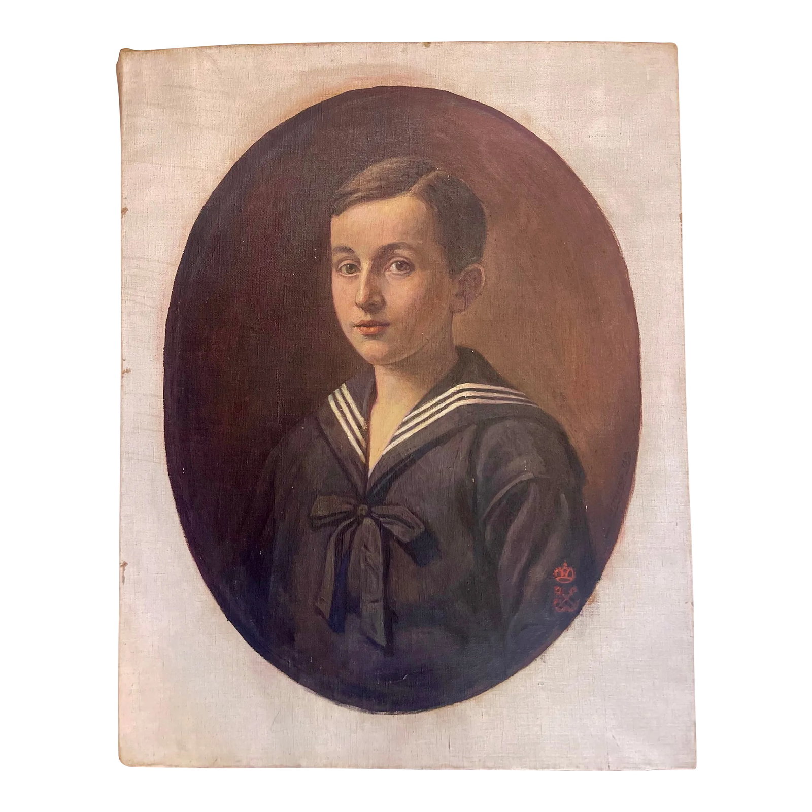 Late 19th Century Oil Painting on Canvas Portrait Young Man Imperial Navy Military School 19th (1 of 10)