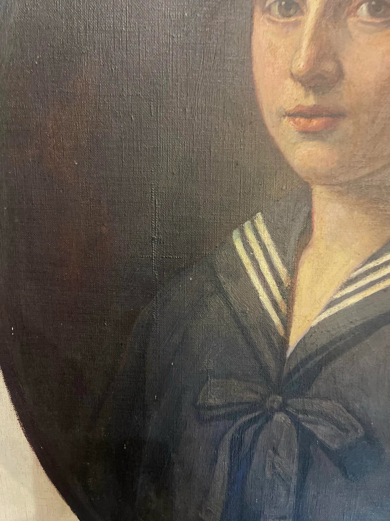 Late 19th Century Oil Painting on Canvas Portrait Young Man Imperial Navy Military School 19th - 4